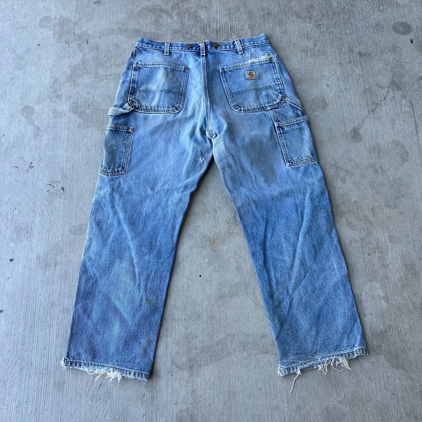Carhartt × Vintage Carhartt faded denim blue jean double knee work wear pants Size US 32 / EU 48 - 5 Thumbnail