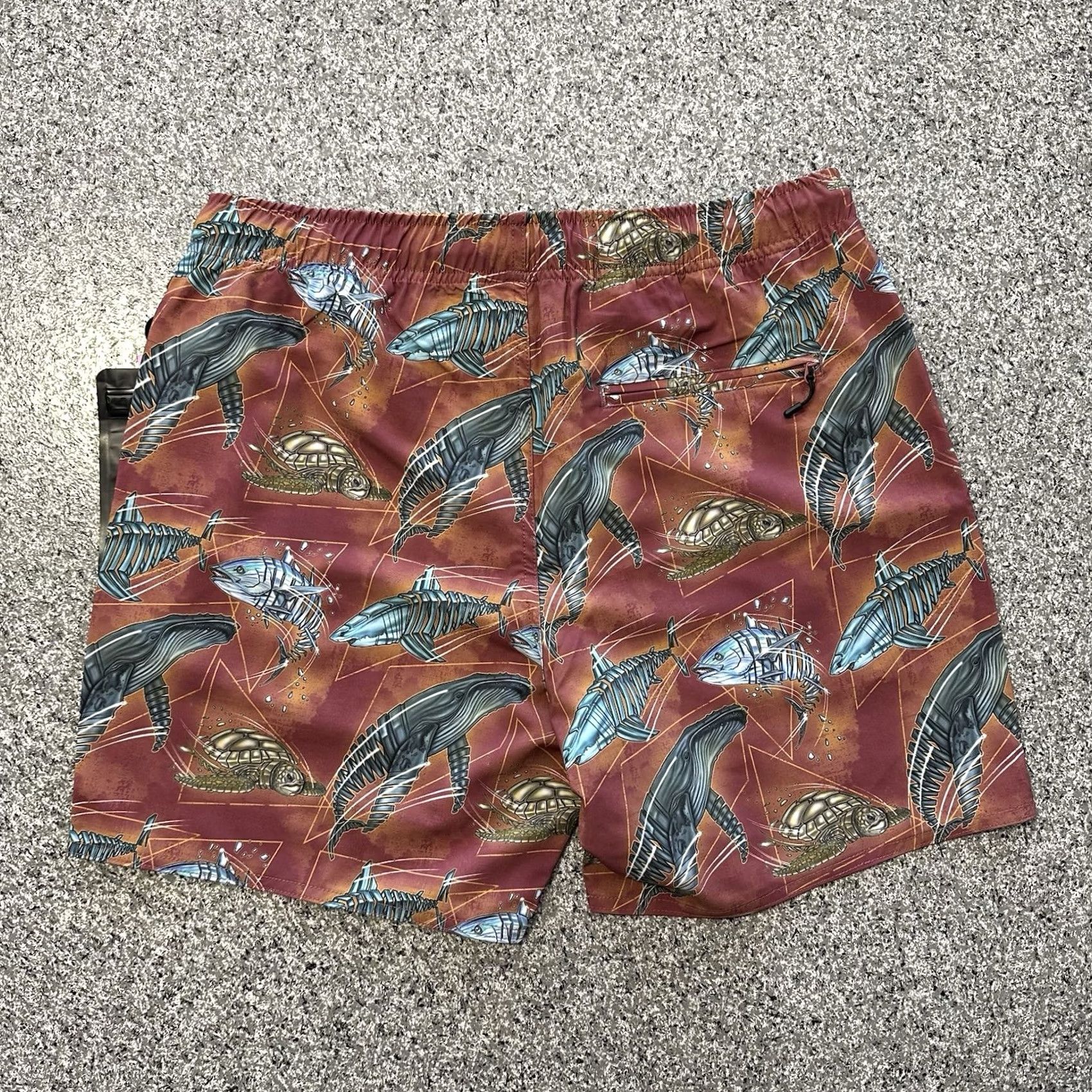 Vintage Psycho Tuna Boardshorts Mens L Swim Shorts Trunks Fish Print Red Stretch Size US 33 - 6 Thumbnail