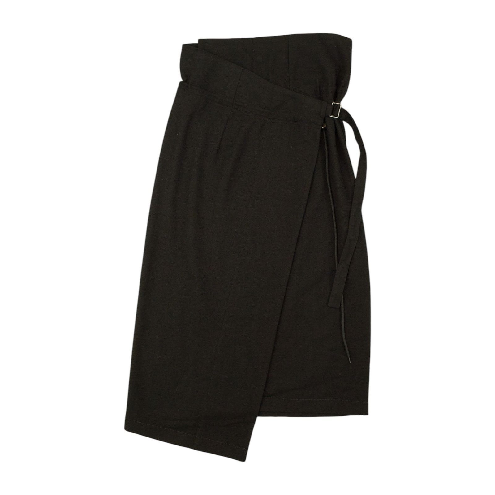 Black Wool Belted Skirt