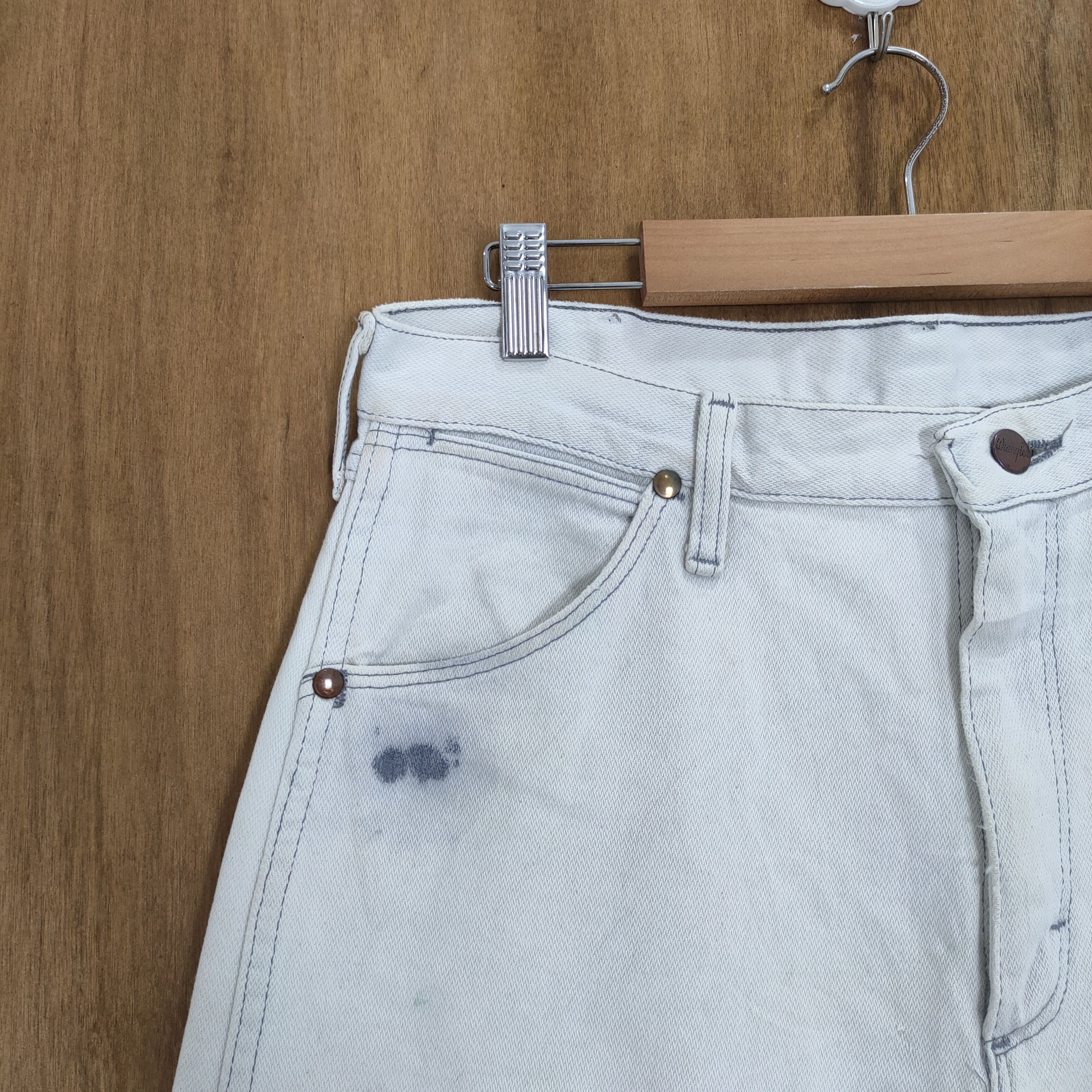 Other VINTAGE WRANGLER FADED WHITE DENIM JEAN PANTS Size US 32 / EU 48 - 3 Thumbnail
