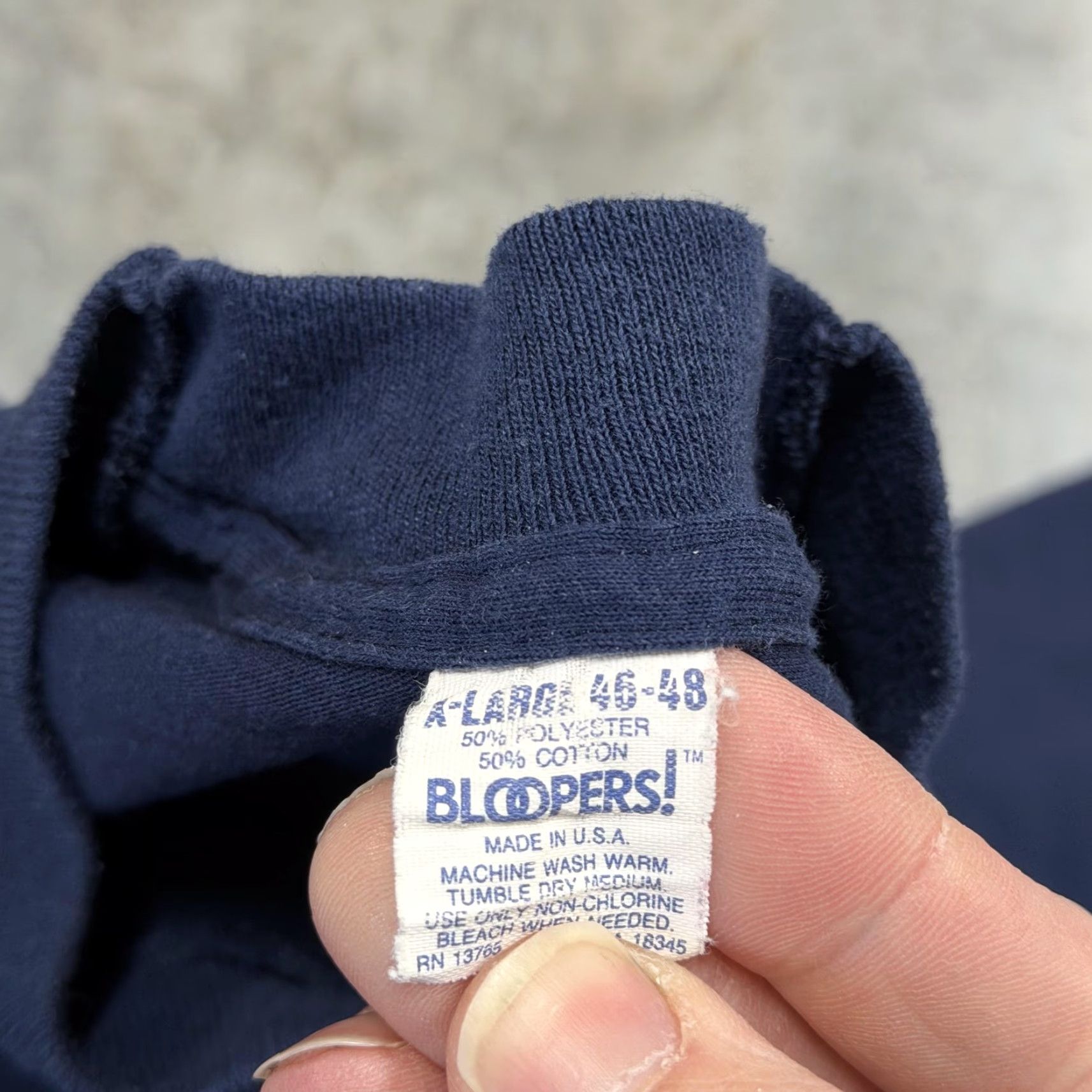 Vintage VINTAGE Bloopers Shirt Mens XL Blue Crewneck Made USA 50/50 80s Tee Size US XL / EU 56 / 4 - 2 Thumbnail