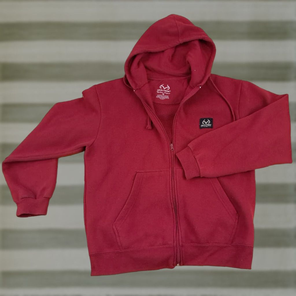 Realtree Realtree Sweatshirt Pullover Hooded Outdoor Men's Medium Red Canvas Crew Neck Long Sleeve 26in Size US M / EU 48-50 / 2 - 1 Thumbnail