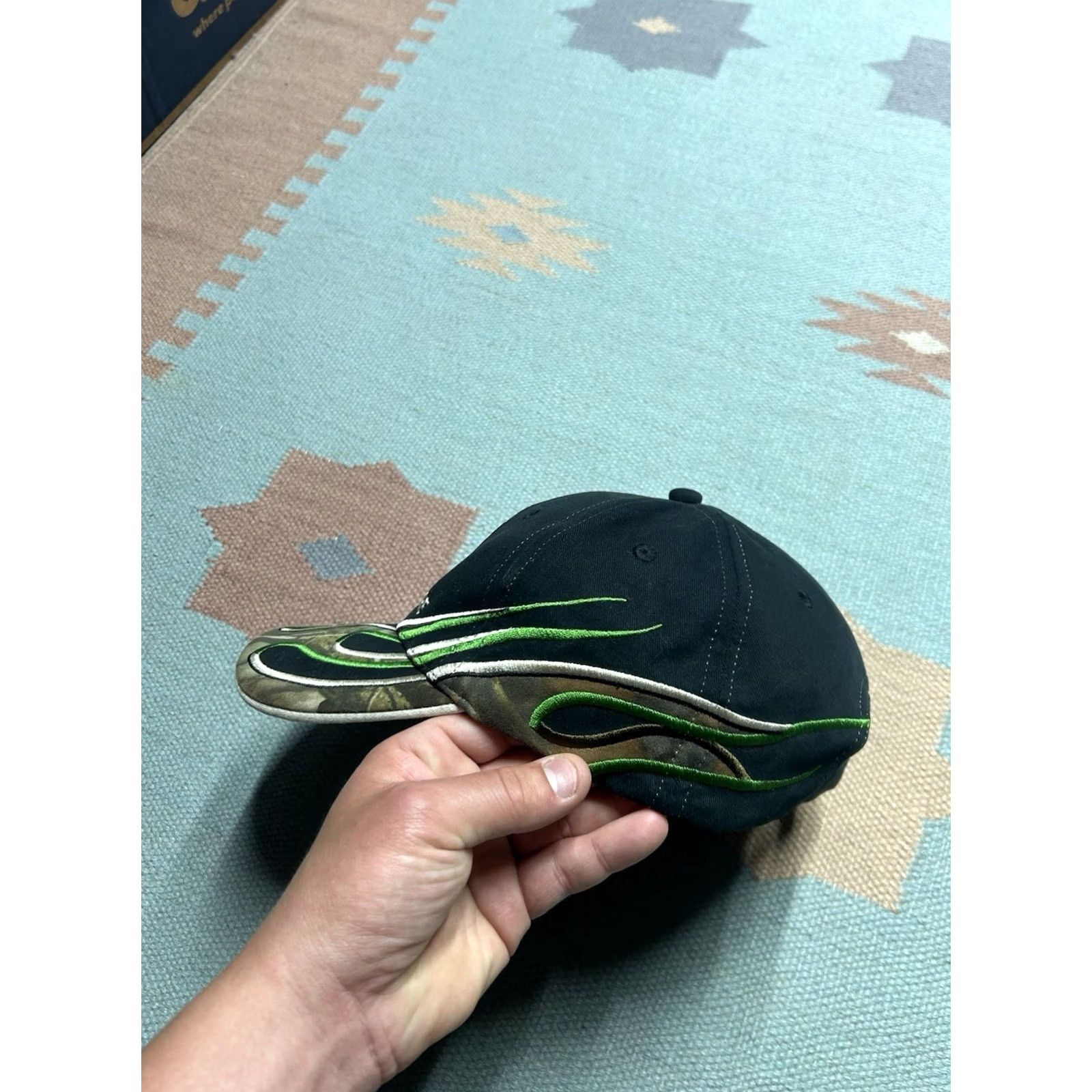 John Deere John Deere strapback hat cap camo flames farm tractor black adjustable tribal Mens Cap/Hat Size ONE SIZE - 5 Thumbnail