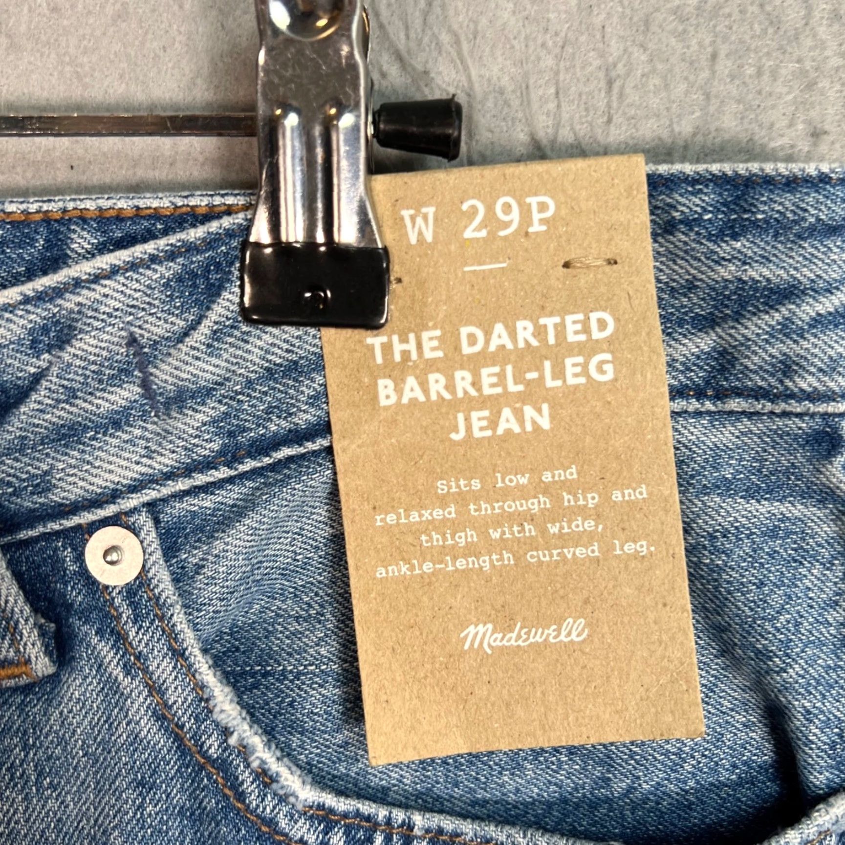 Madewell Womens 29P The Darted Barrel-Leg Jeans Relaxed Fit Light Wash Denim Blue