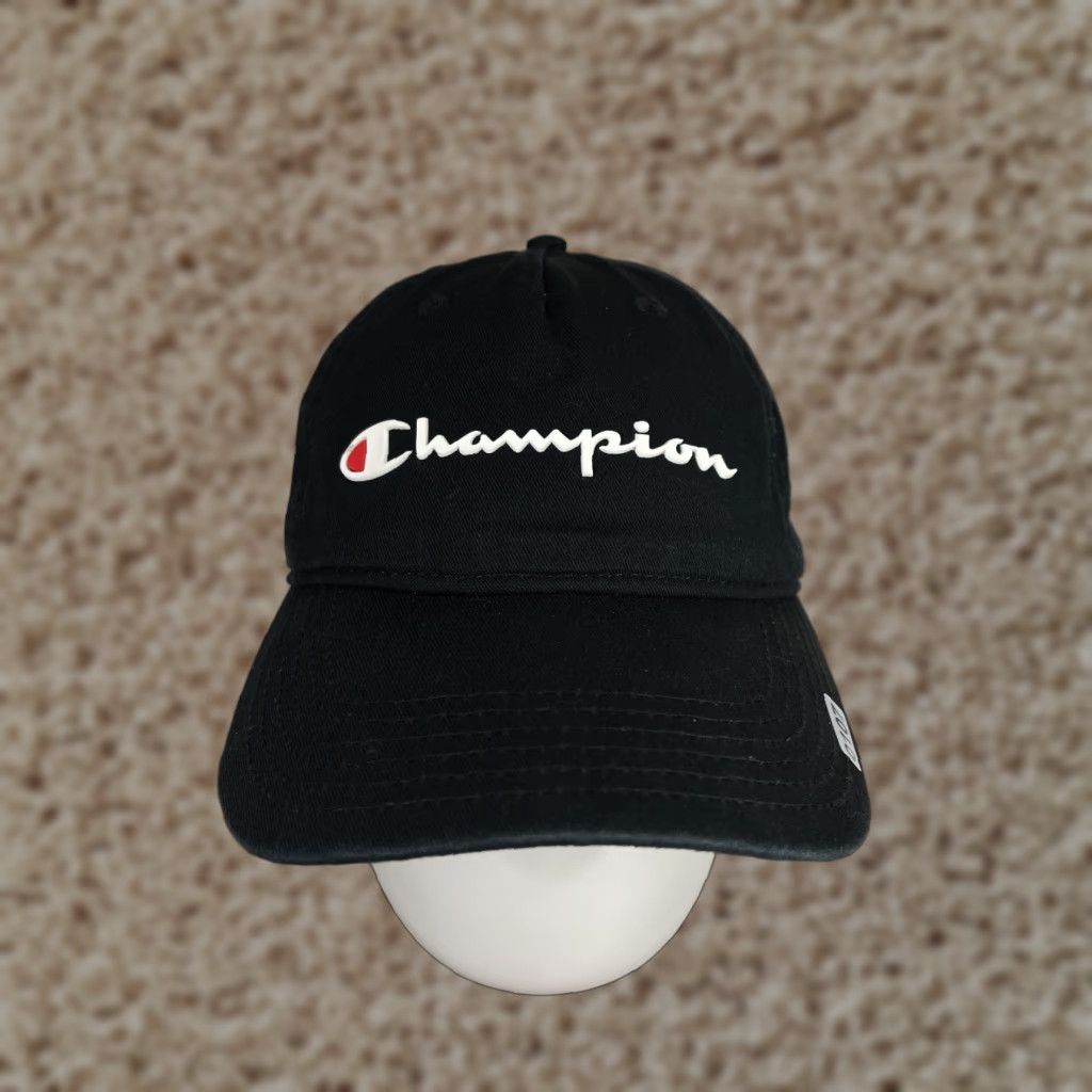 Champion Champion Hat Cap Strap Back Adult One Size Black Embroidered 100% Cotton Golf Hat/Cap Mens Size ONE SIZE - 1 Thumbnail