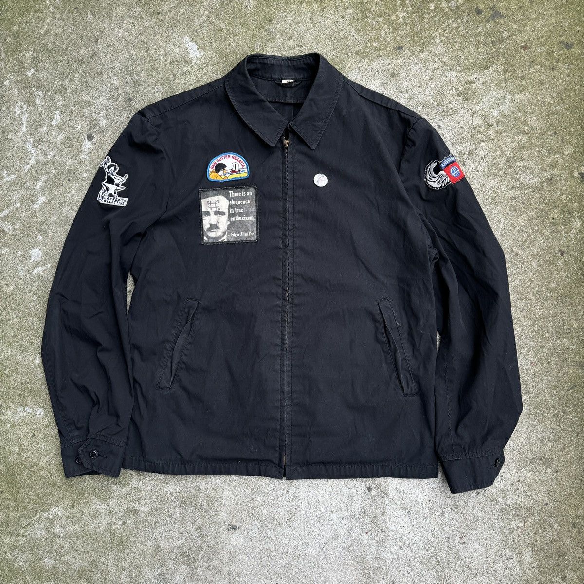 Vintage 80s Faded Zip Up Work Jacket Thrashed Grunge ERD Size US L / EU 52-54 / 3 - 1 Thumbnail