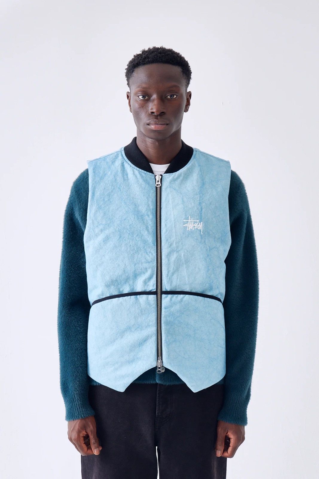 Stussy Washed Canvas Primaloft Vest 'Light Blue' - L