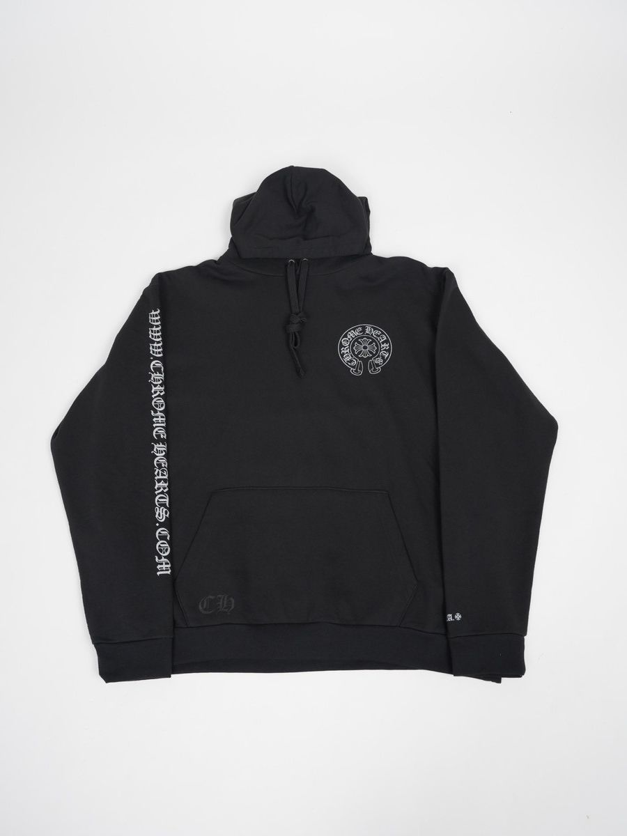 image of Chrome Hearts Online Horseshoe Hoodie in Black/Silver, Men's (Size 2XL)