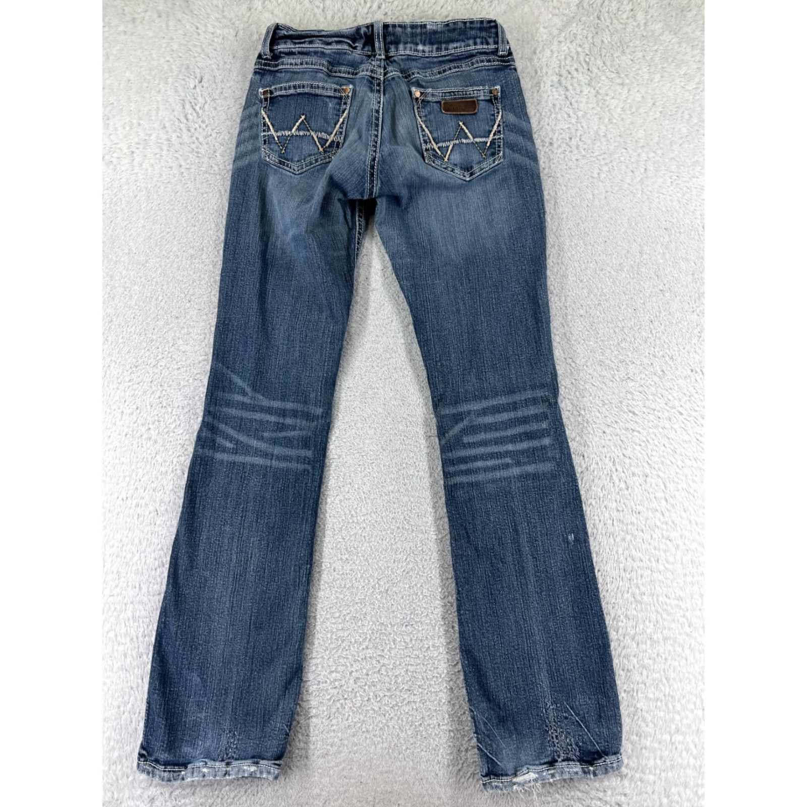 Wrangler Wrangler Jeans Women 7 Blue Denim Bootcut Distressed Cotton Blend 5-Pocket Design Bootcut Wrangler Size 28" / US 6 / IT 42 - 2 Thumbnail