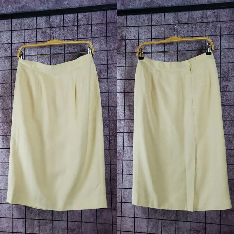 Dior Dior Midi Skirt in Light Yellow Linen Blend 0089 Size 27" / US 4 / IT 40 - 1 Thumbnail