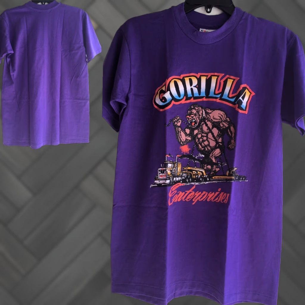 Vintage VINTAGE Hanes Fifty-Fifty T-Shirt Gorilla Enterprises Big Rig Truck Trucker 80s 90s Purple M Mens Graphics USA Size US M / EU 48-50 / 2 - 1 Thumbnail