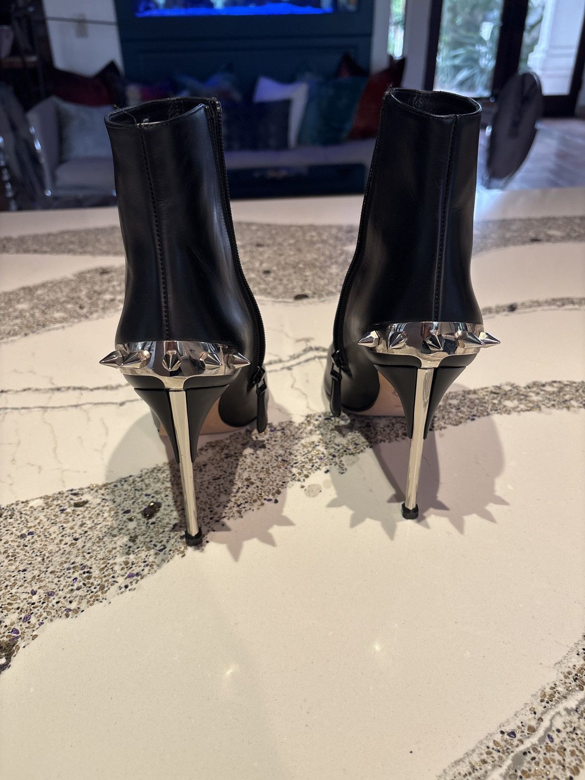 Alexander McQueen Alexander McQueen metal‑spike black leather ankle boots Size US 9 / IT 39 - 5 Thumbnail