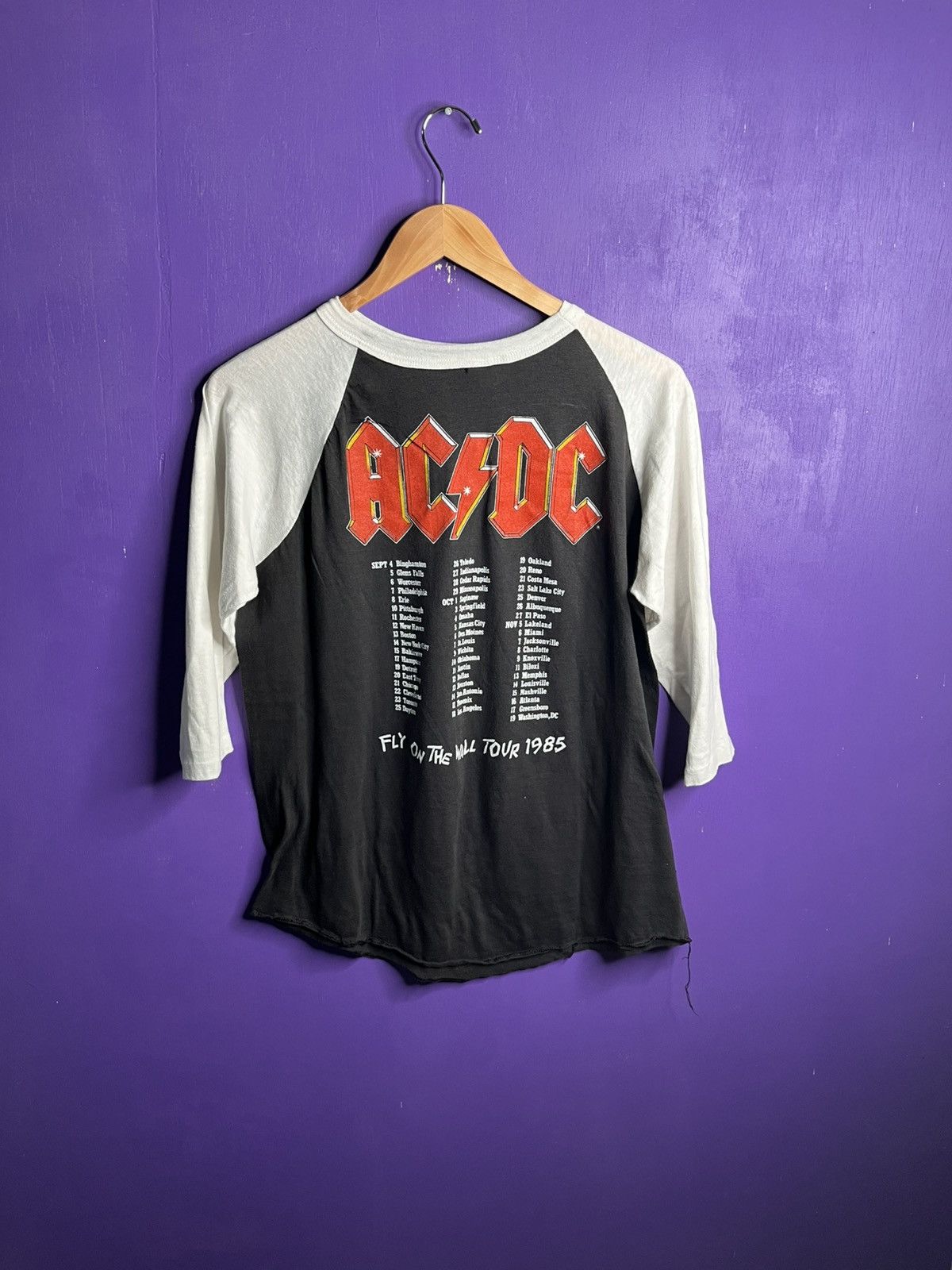 Band Tees × Vintage Vintage 1985 AC/DC fly on the wall tour raglan t-shirt Size US L / EU 52-54 / 3 - 2 Thumbnail