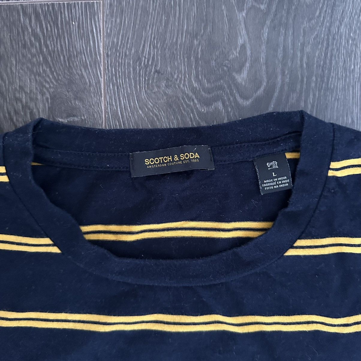 Scotch & Soda Scotch & Soda Black and Yellow Striped Tshirt Size L Size US L / EU 52-54 / 3 - 3 Thumbnail