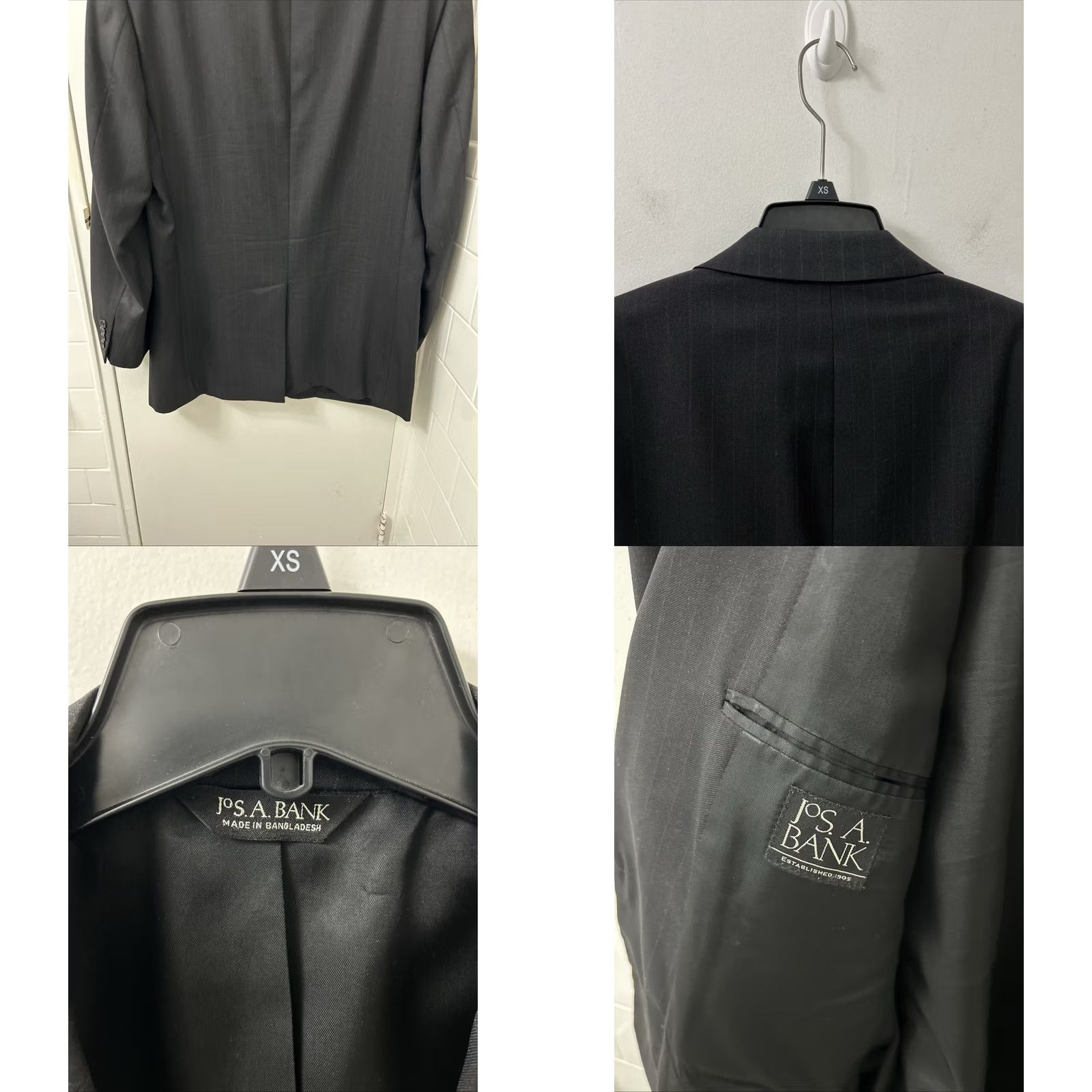 Jos. A. Bank Jos. A. Bank Blazer Mens 41L Black Pinstripe 100% Wool Two-Button Suit Jacket Size 42R - 8 Thumbnail