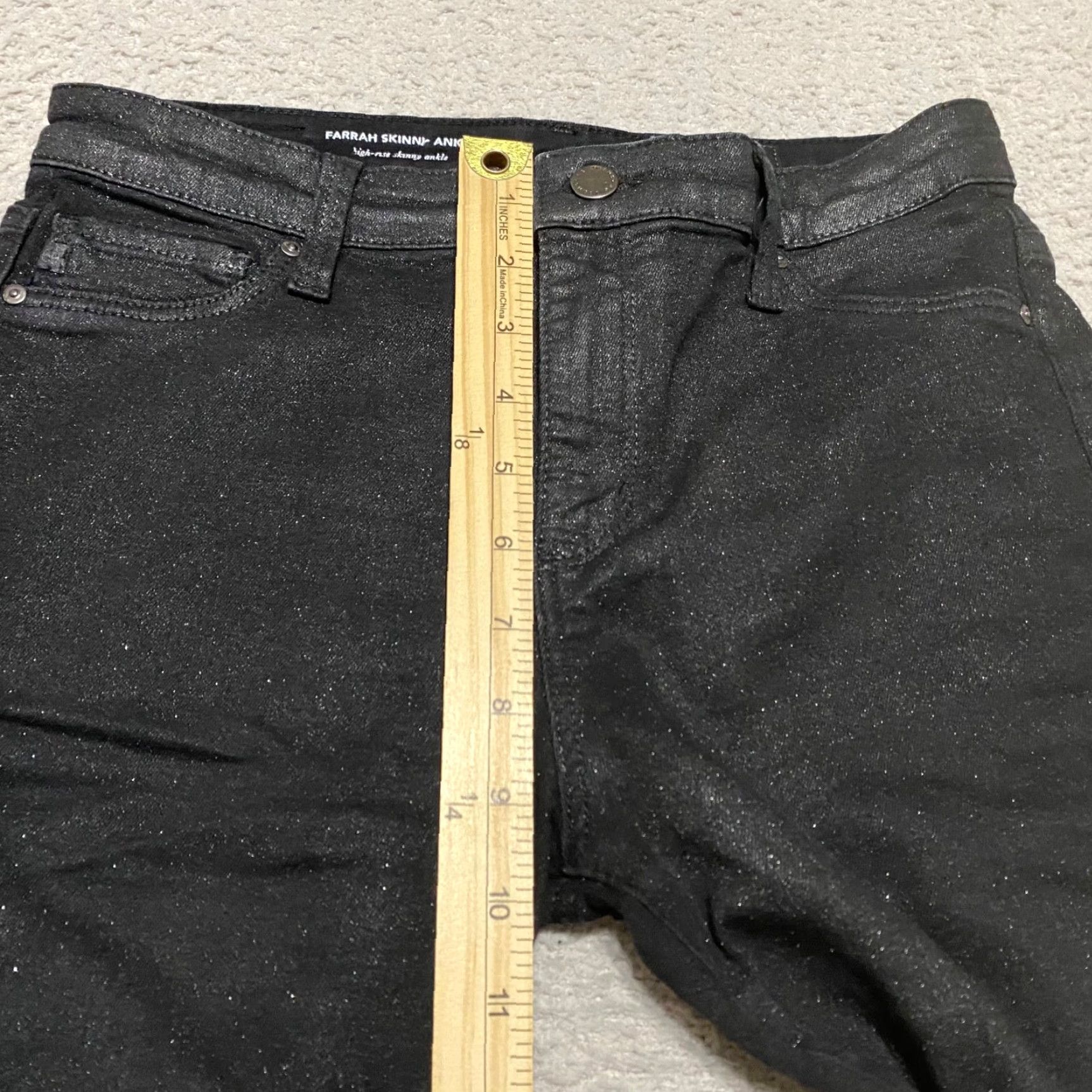 Farah AG Adriano Goldschmied Jeans Womens 28 Black Denim Farah Skinny Ankle Sparkly Size 28" / US 6 / IT 42 - 4 Thumbnail