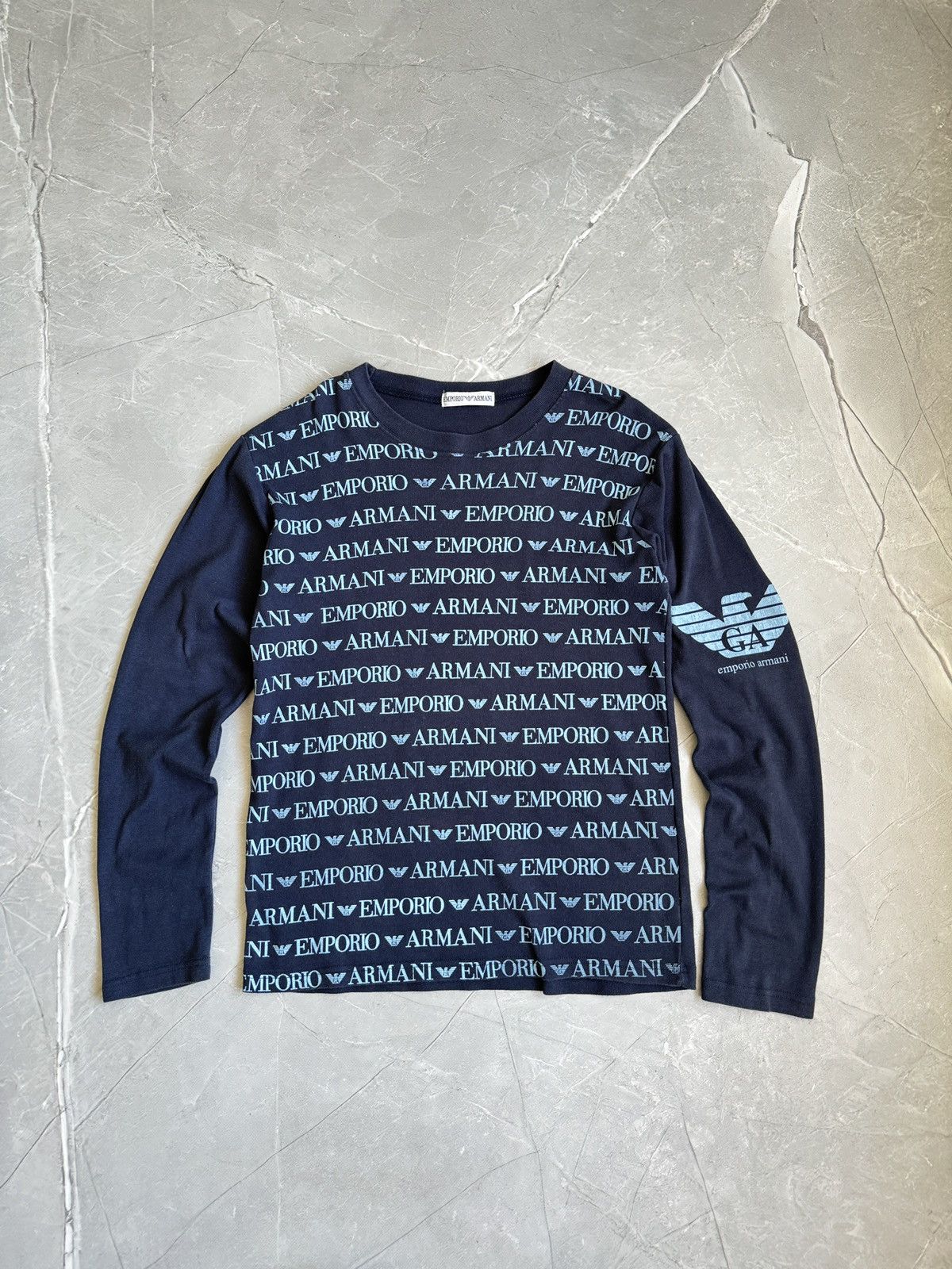 Emporio Armani Vintage Y2K Emporio Armani Monogram Big Logo Longsleeve Tee Size US L / EU 52-54 / 3 - 1 Thumbnail