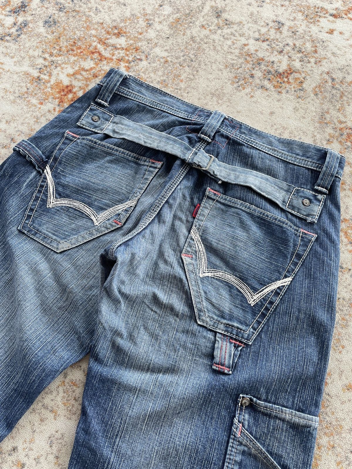 Edwin Edwin 503 Blue Trip Buckle Back Short Jeans Size US 33 - 4 Thumbnail