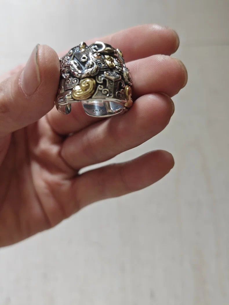 VIBE Chrome Dragon Silver Ring Vintage Rings🔥🔥🔥 Size ONE SIZE - 6 Thumbnail