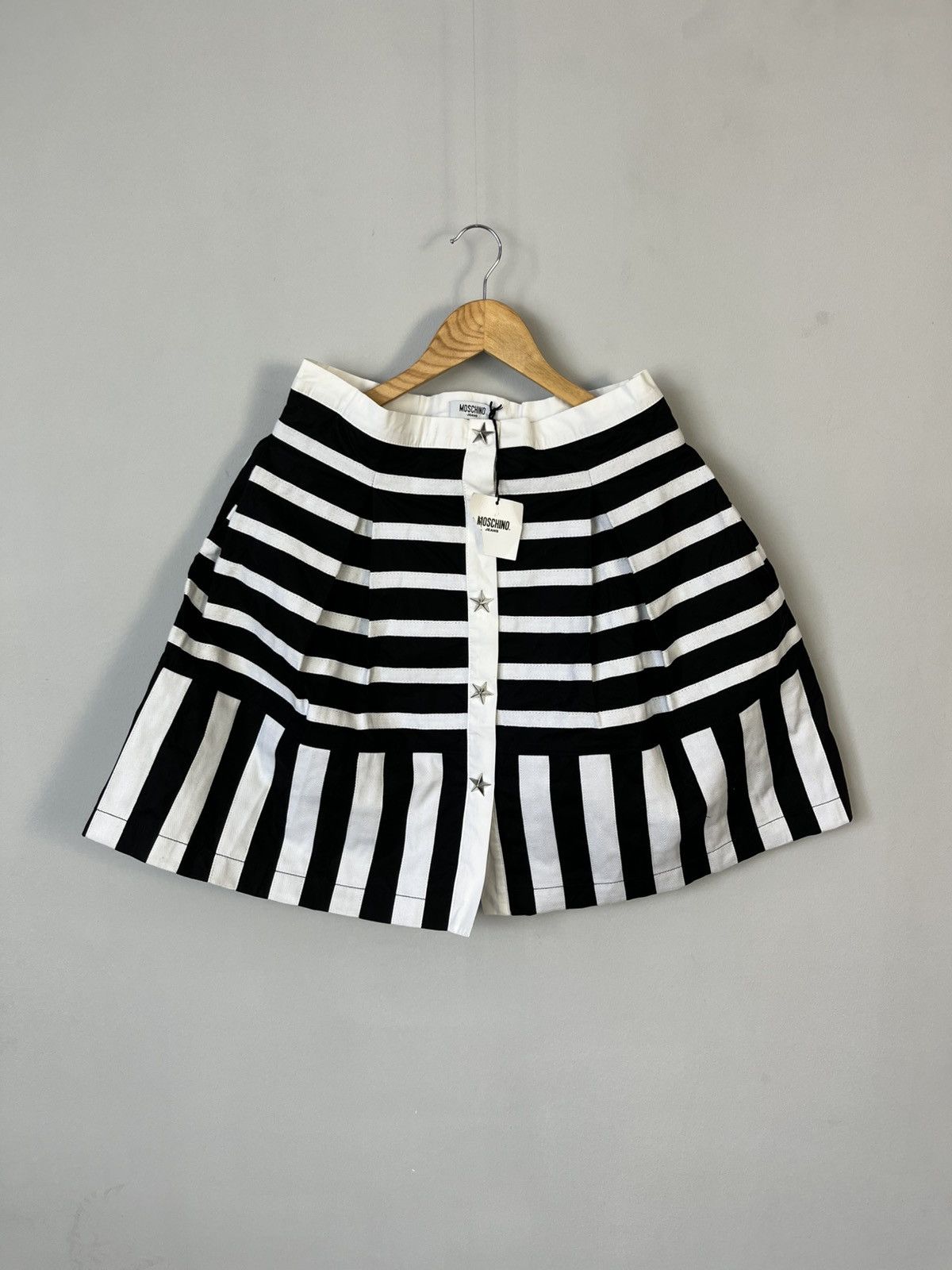 Moschino Moschino Luxury Striped Star Button Cotton Skirt Size 28" / US 6 / IT 42 - 1 Thumbnail