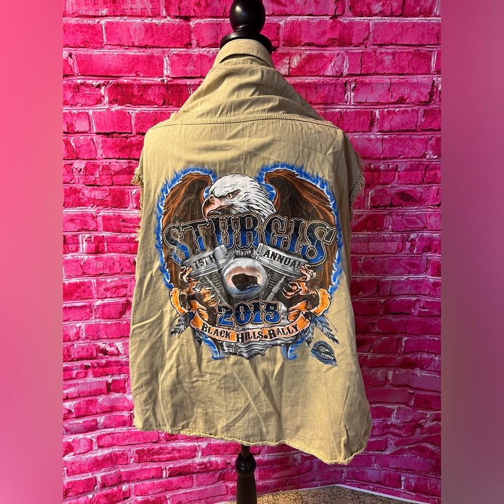 Designer Biker wear tan rider vest Size US XXL / EU 58 / 5 - 1 Thumbnail