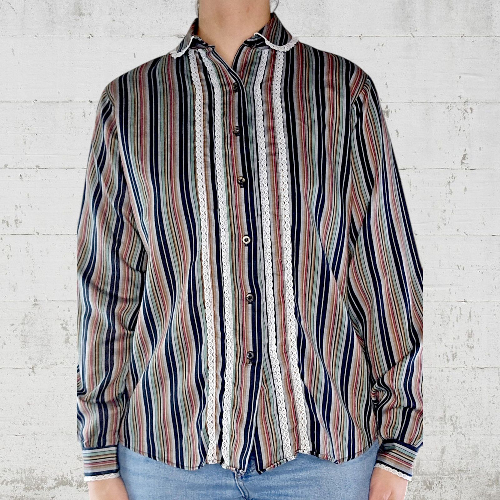 Vintage Vintage Retro Striped Button Down Blouse Size 12 Size XL / US 12-14 / IT 48-50 - 3 Thumbnail