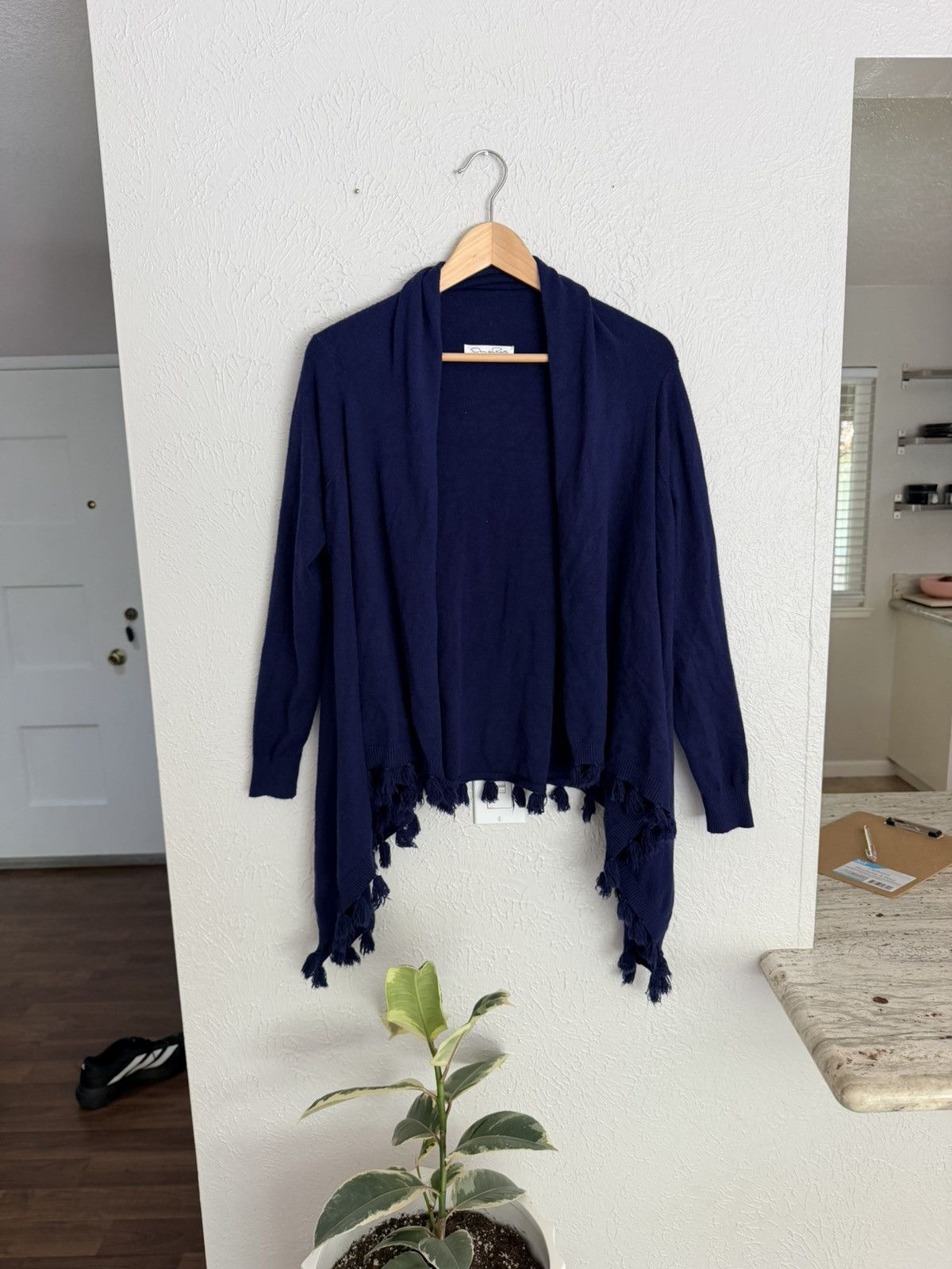 Oscar De La Renta Oscar de la Renta navy blue open front tassel sweater O/S Size M / US 6-8 / IT 42-44 - 4 Thumbnail