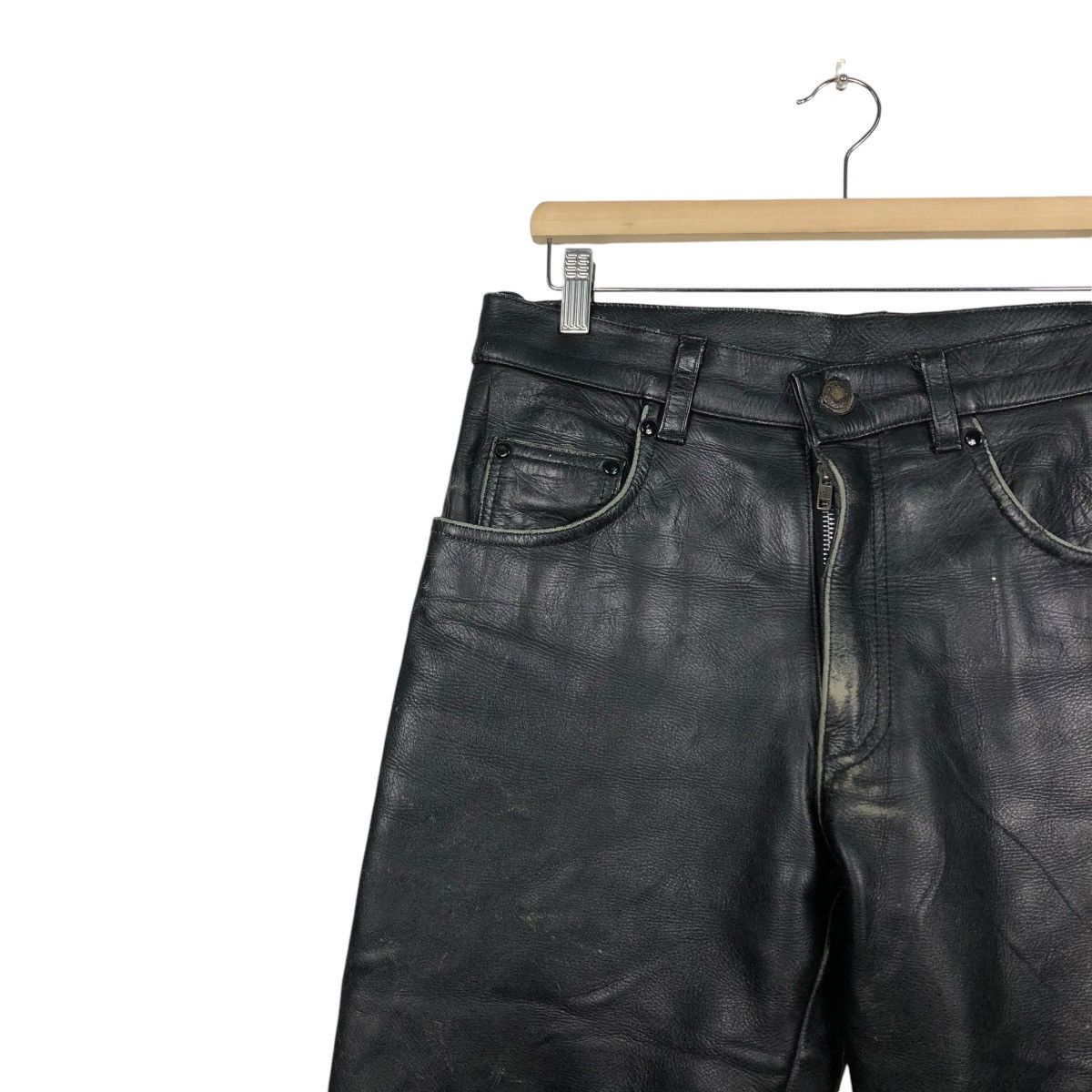 Genuine Leather 🔥VINTAGE BIKER GENUINE LEATHER PANTS FMC ISSEY MIYAKE Size US 33 - 9 Thumbnail