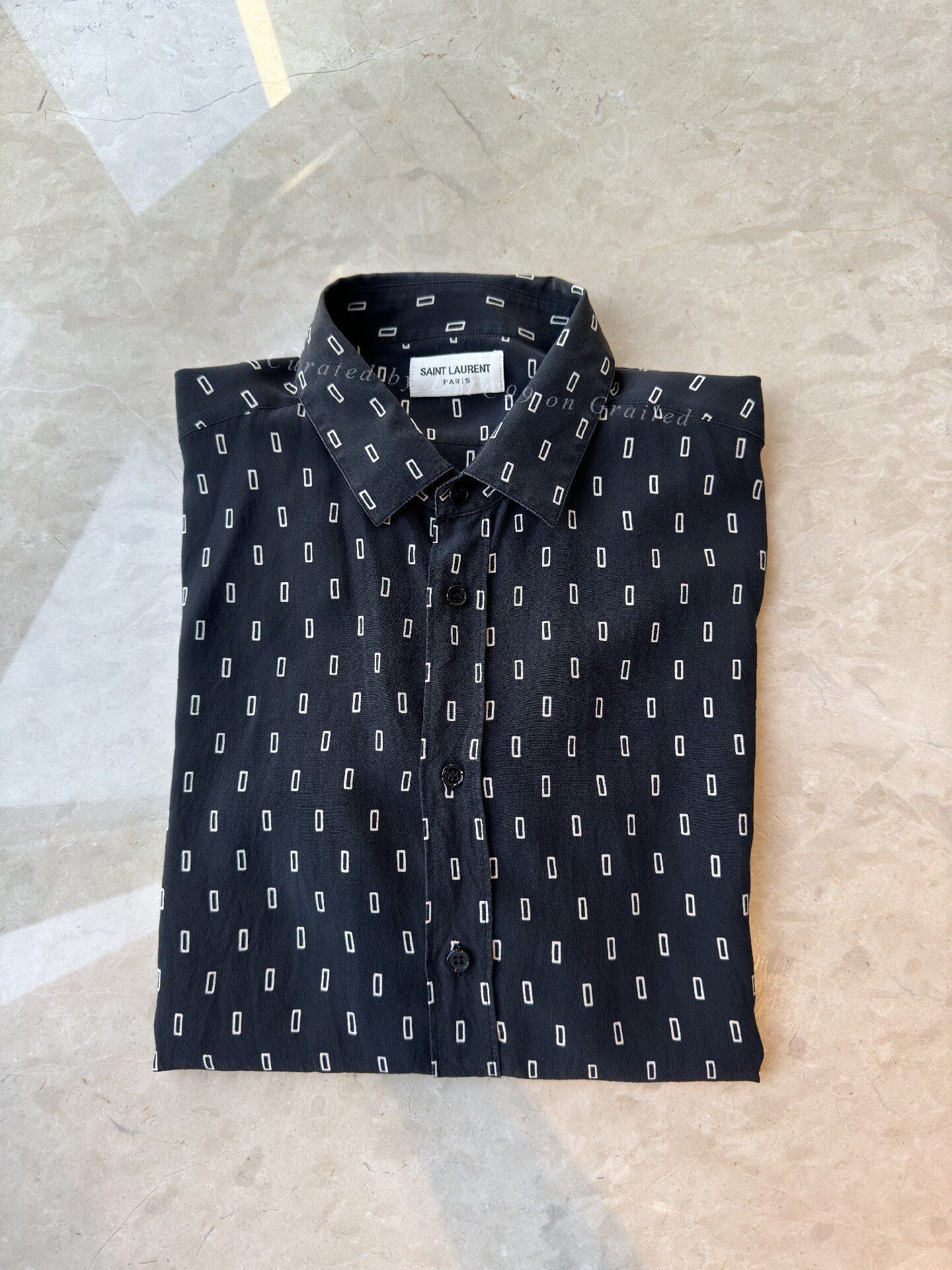 Saint Laurent Paris YSL Men's 100% Silk Printed Shirt Size US M / EU 48-50 / 2 - 1 Thumbnail