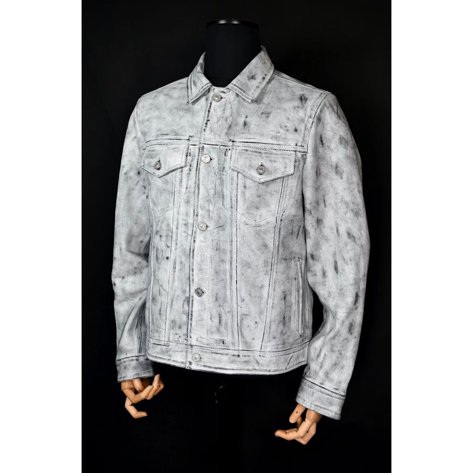 Allsaints All Saints Dixon Leather Jacket Men L Gray Motorcycle Jacket Size US L / EU 52-54 / 3 - 4 Thumbnail