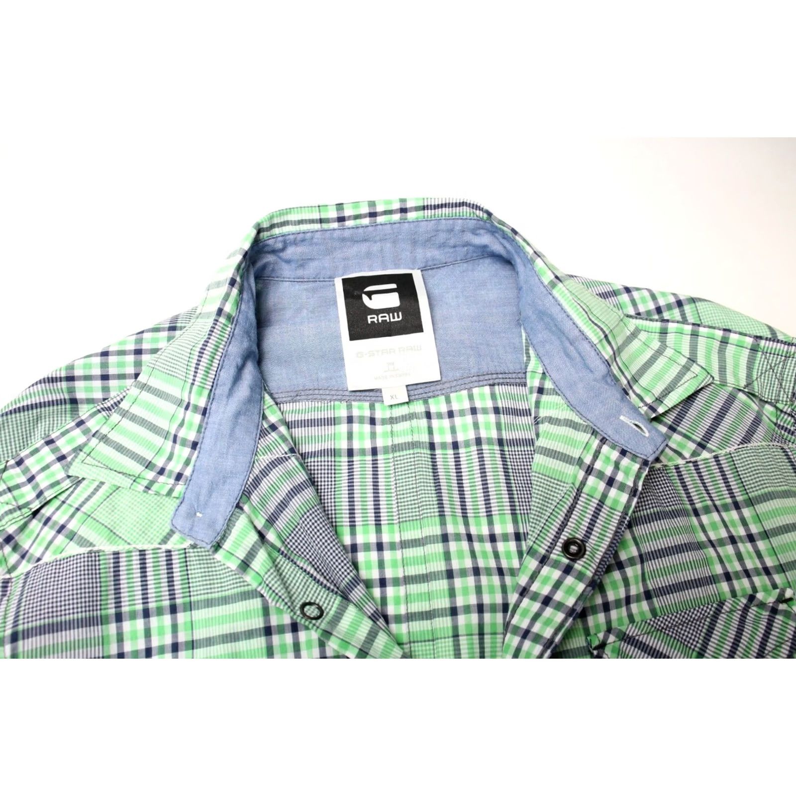 G-Star G-STAR Shirt Men's XL Green Plaid New Midnight Trunk Snaps Pockets Logo Size US XL / EU 56 / 4 - 4 Thumbnail