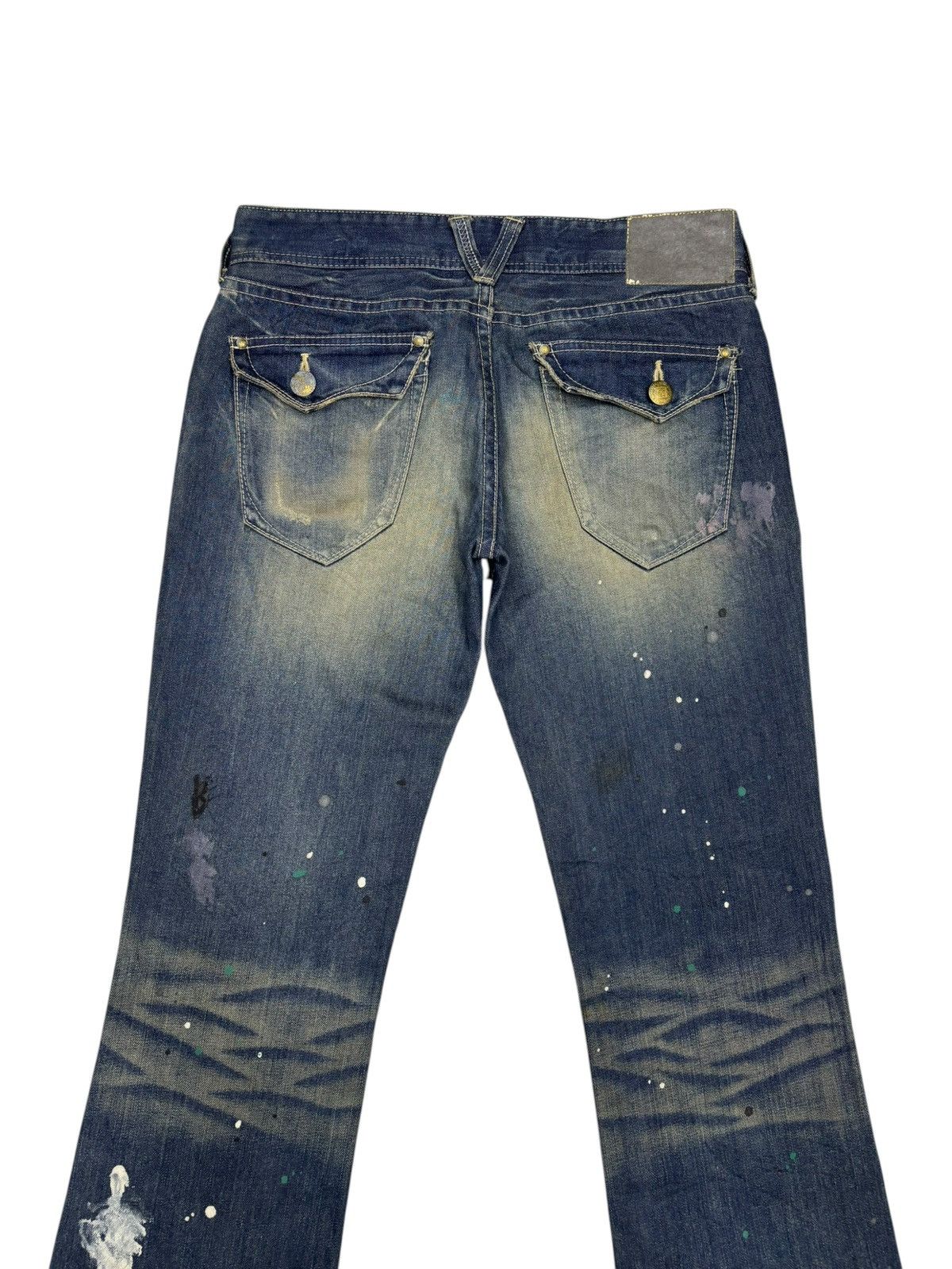 If Six Was Nine Flare Jeans Vanquish Paint Splatter Distressed Denim Size 32" / US 10 / IT 46 - 6 Thumbnail