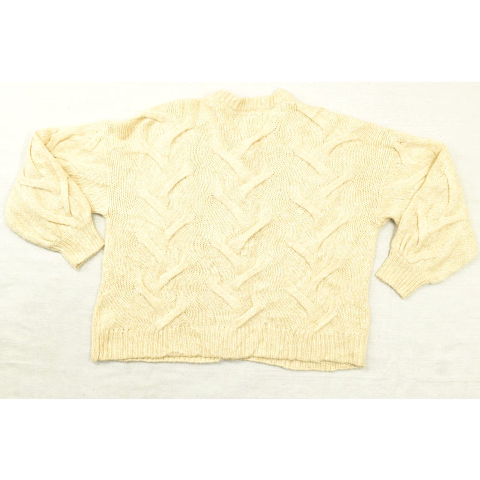 Madewell Madewell Cardigan Sweater Womens M Wool Blend Beige Crew Neck Cable Knit Button Up Size M / US 6-8 / IT 42-44 - 2 Thumbnail