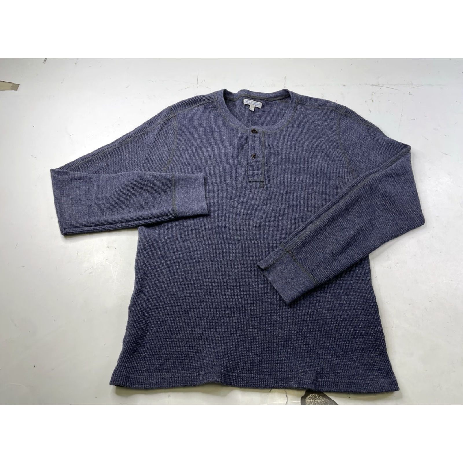Wallace & Barnes J Crew Wallace & Barnes Mens Henley Long Sleeve Thermal Waffle Shirt Large Blue Size US L / EU 52-54 / 3 - 2 Thumbnail