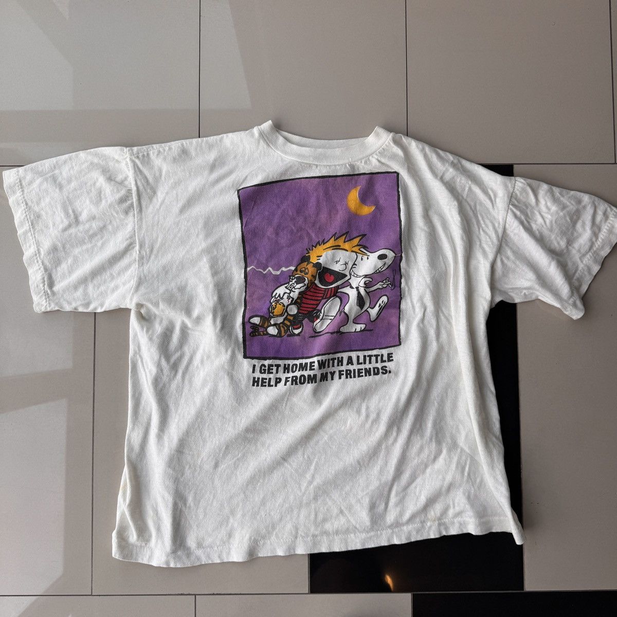 Vintage Vintage Calvin & Hobbes with Snoopy Parody T Shirt Size US XL / EU 56 / 4 - 1 Thumbnail