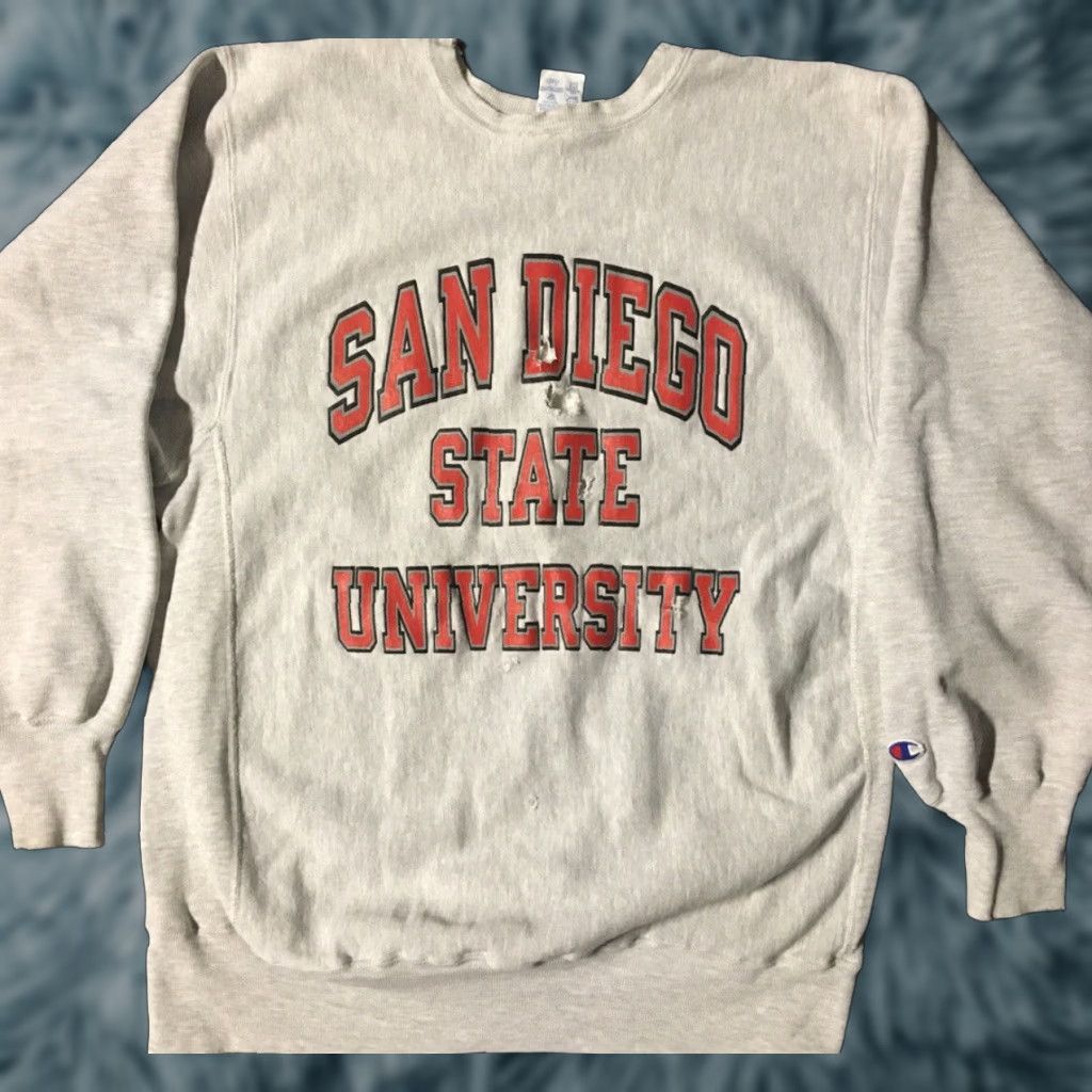 Champion VINTAGE Champion Reverse Weave Sweatshirt, 80s, San Diego State, Gray, 2XL, Pullover, Men Size US XXL / EU 58 / 5 - 1 Thumbnail