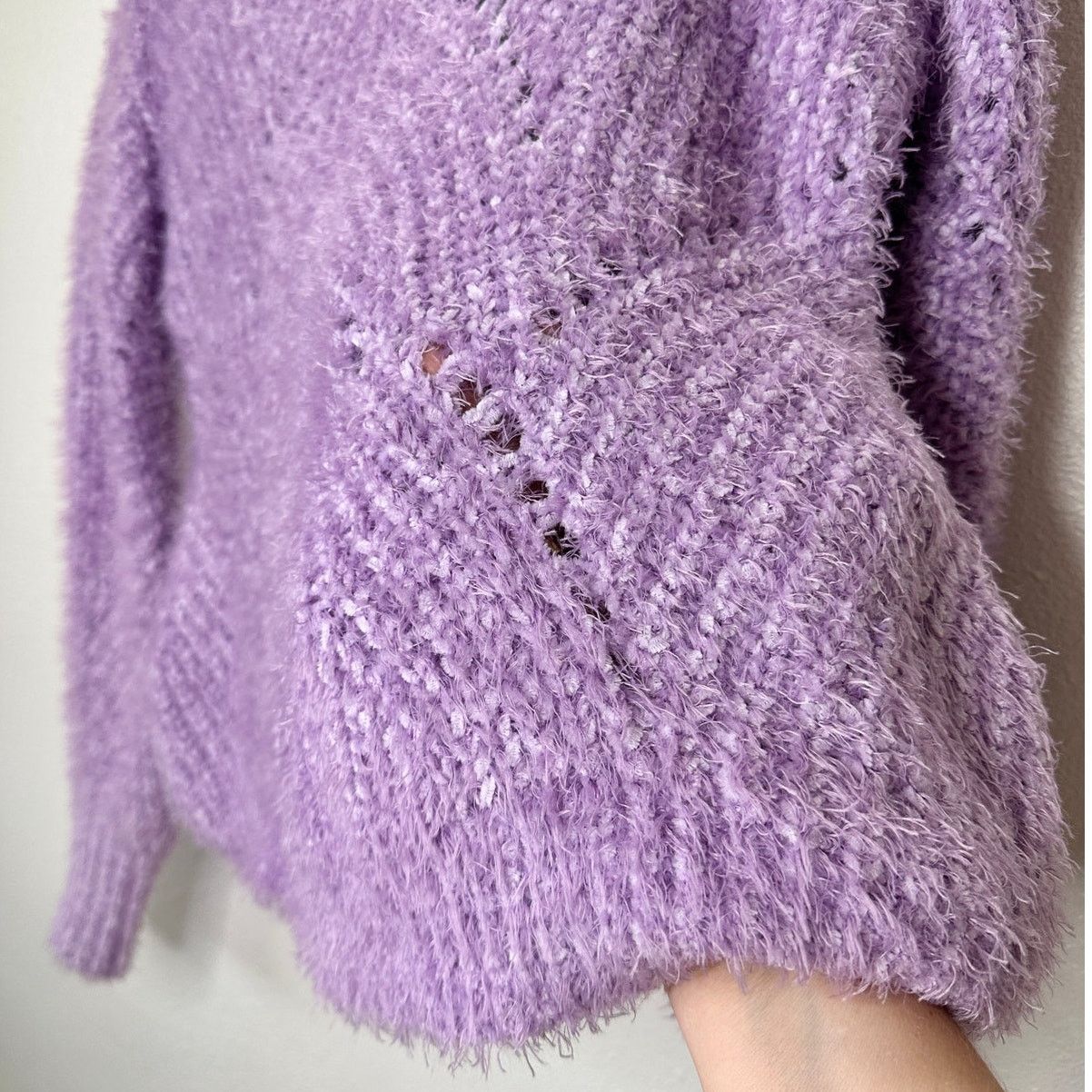 Other Aqua Light Purple Fuzzy Loose Knit Mock Neck Sweater S Size S / US 4 / IT 40 - 4 Thumbnail