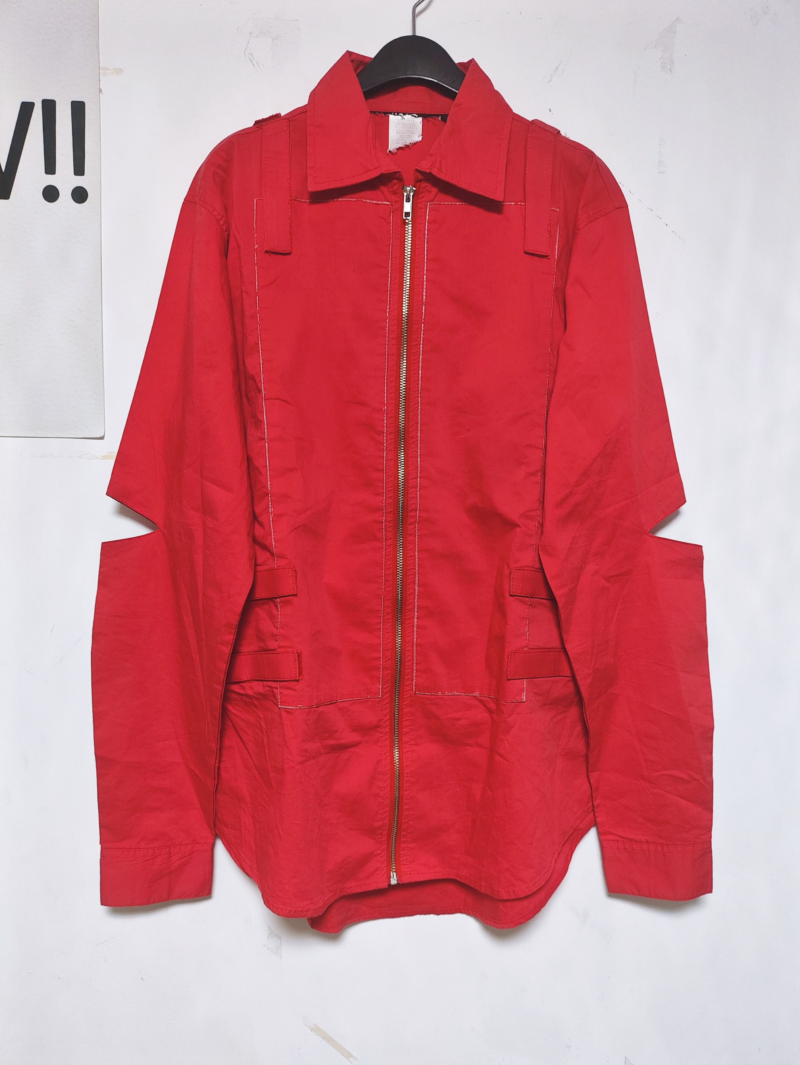 HBA SS14 Blood Red Velcro Strip Shirt