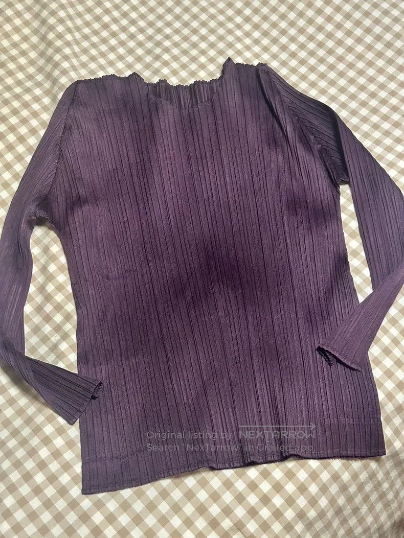 Issey Miyake Issey Miyake Long-Sleeve Violet Top Size L / US 10 / IT 46 - 1 Thumbnail