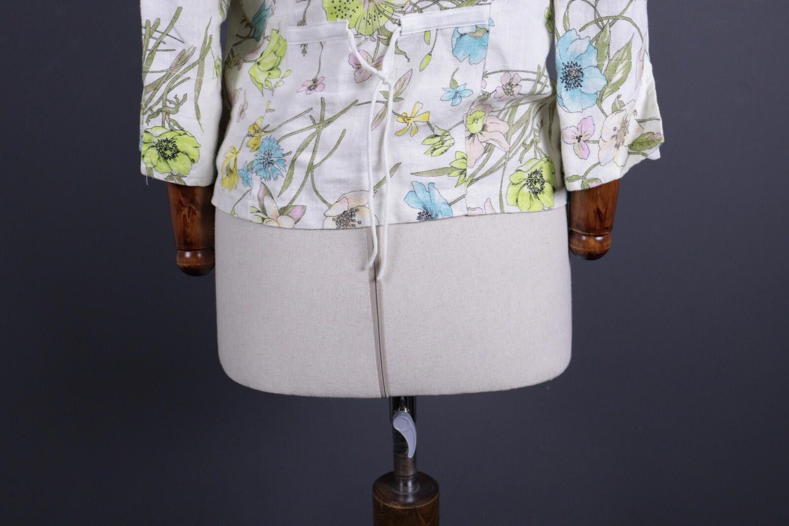 Designer Elisa Cavaletti White Floral Lightweight Jacket Size M Size M / US 6-8 / IT 42-44 - 8 Thumbnail