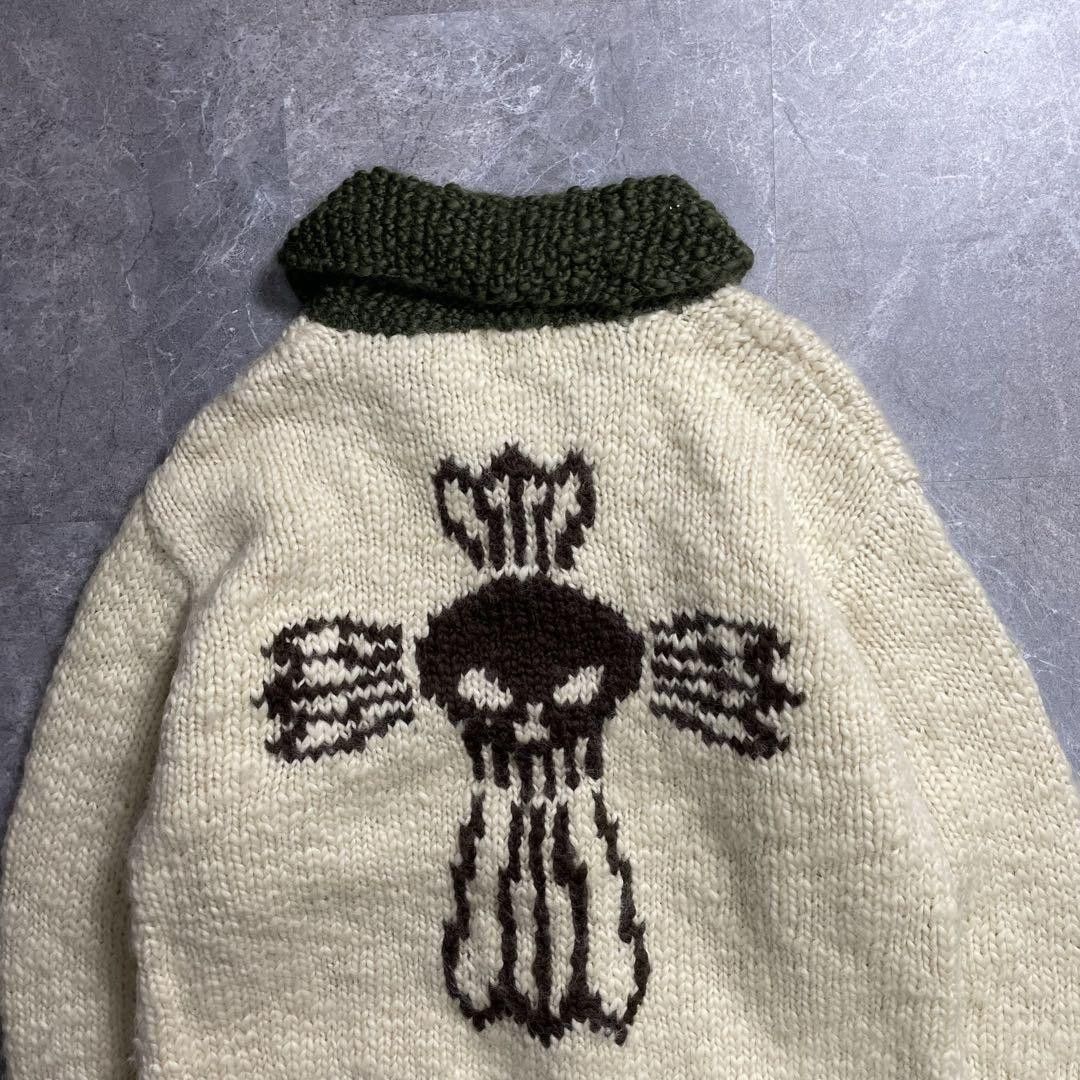 Vintage Vintage Cowichan Knit Sweater with Skull Design | Grailed