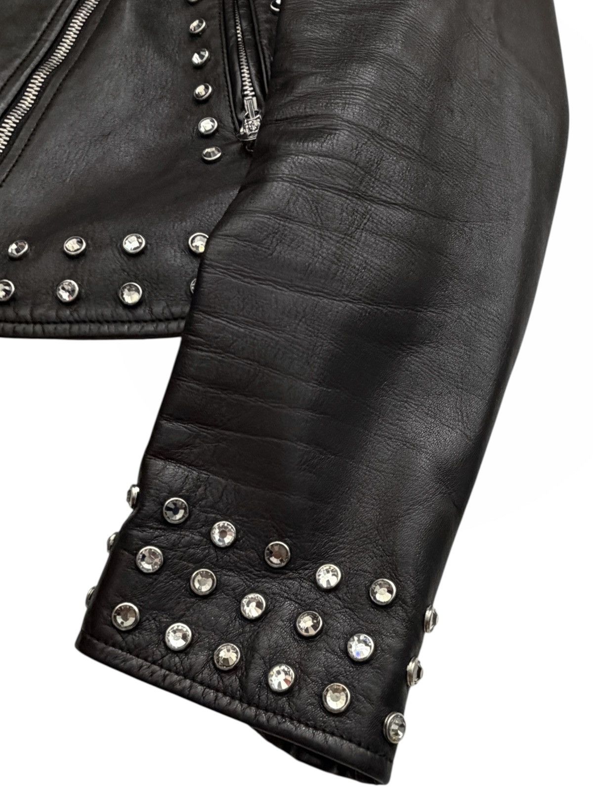 Versace $6,825 Crystal Studded Leather Motorcycle Biker Jacket Size M / US 6-8 / IT 42-44 - 9 Thumbnail