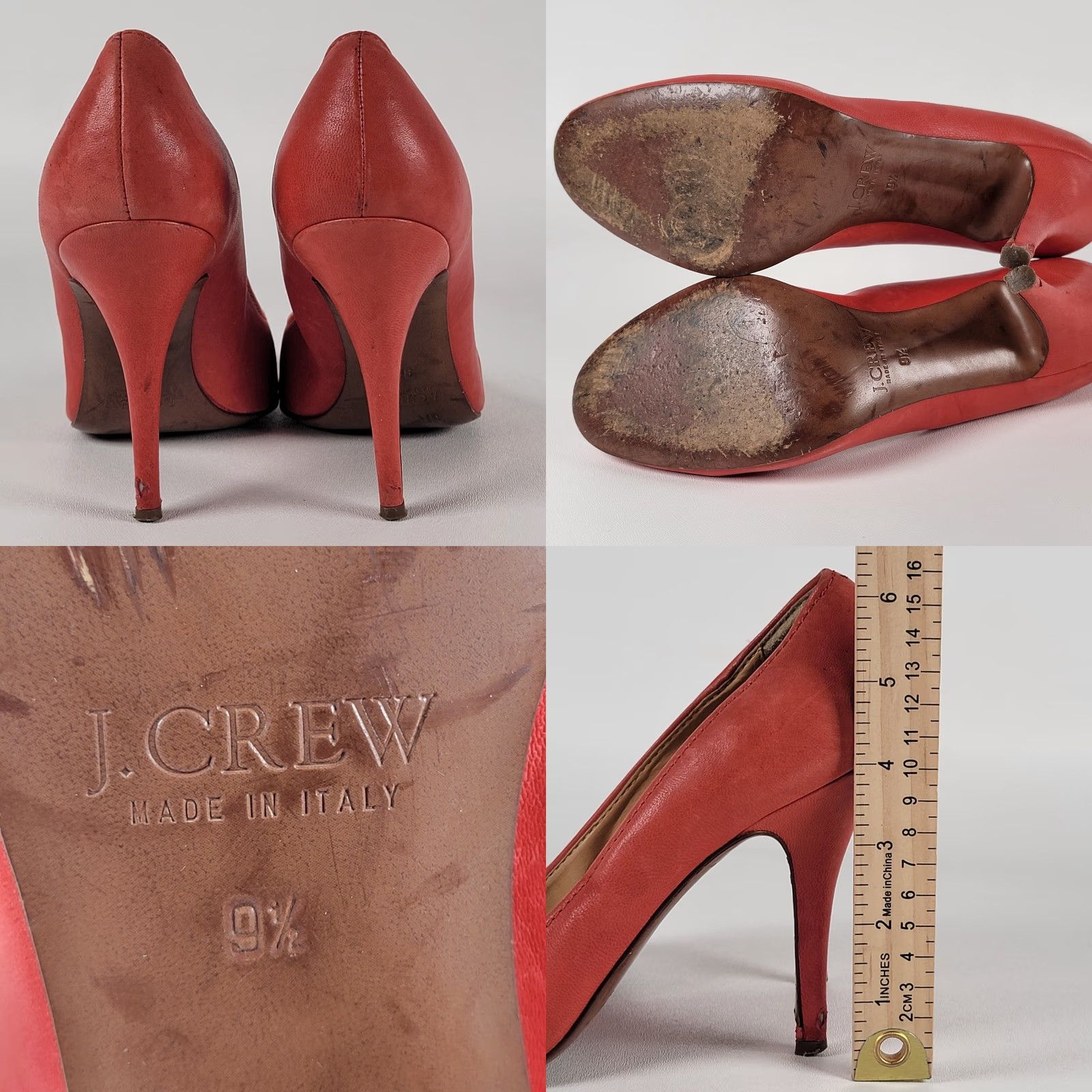 J.Crew J. Crew Pumps Coral Leather Heels Round Toe Slip On 9.5 Women City Modern Classic Colorful Stiletto Heel - Made in Italy Size US 10 / IT 40 - 8 Thumbnail