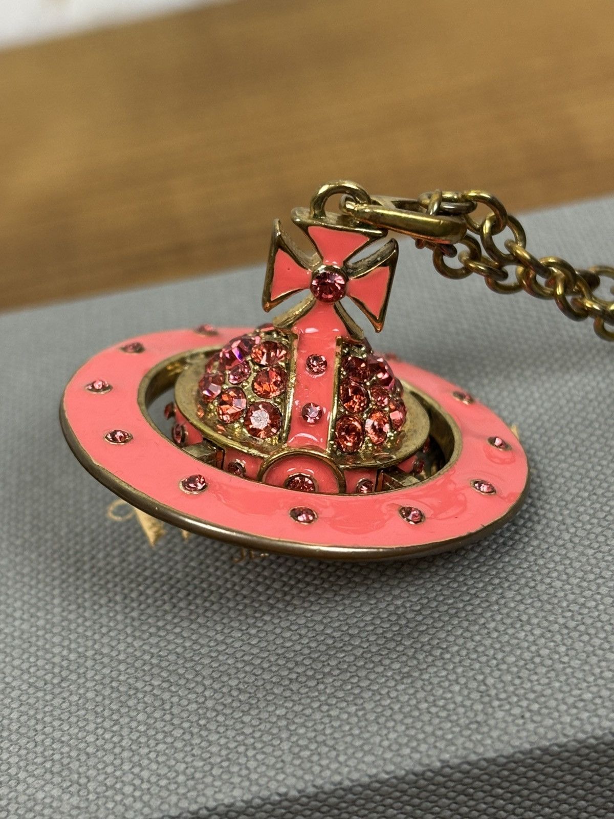 Vivienne Westwood Vintage Vivienne Westwood Pink Pave Orb Crystal Necklace Size ONE SIZE - 1 Thumbnail
