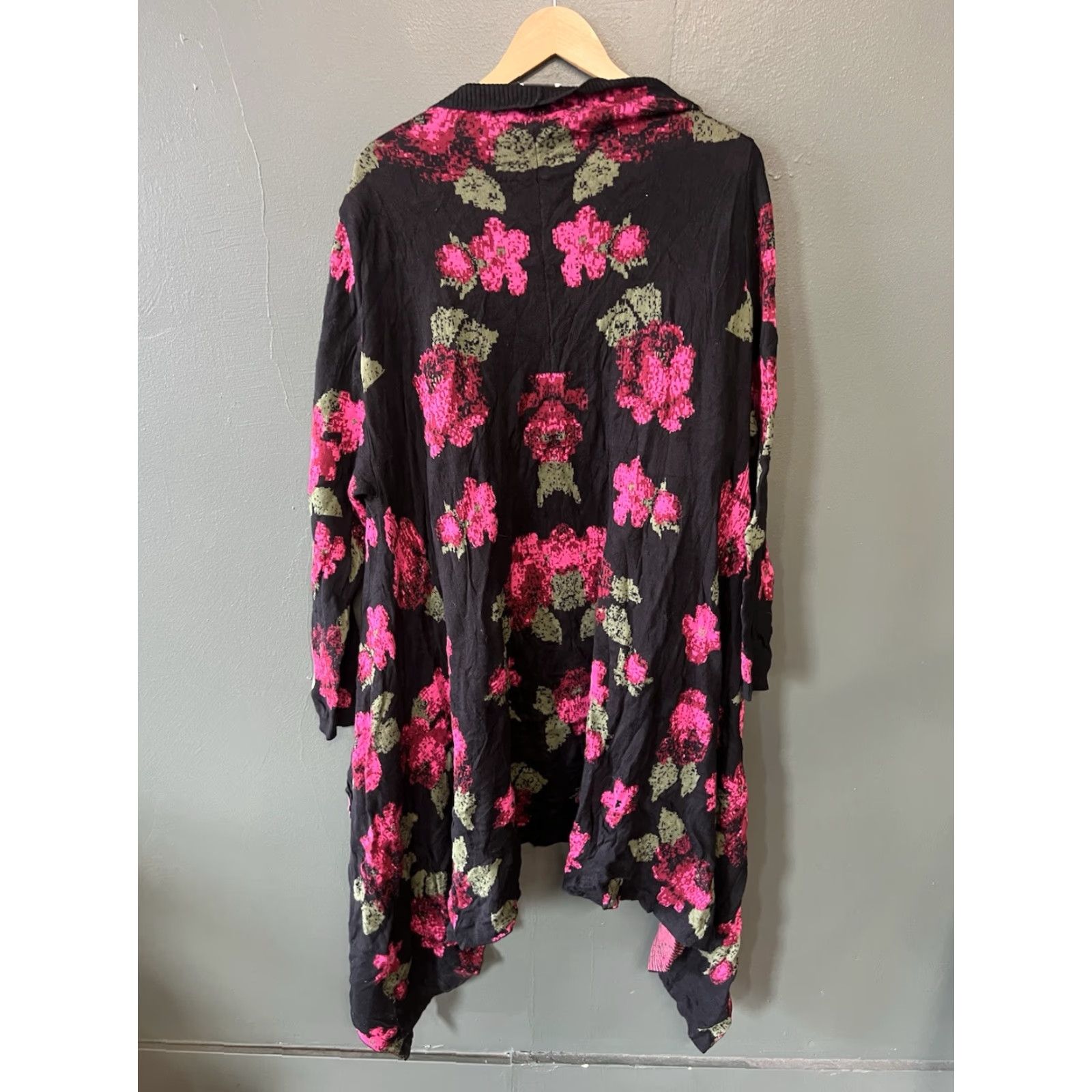 Vintage Jamie Gries Cardigan Womens 3X Black Floral Sweater Long Sleeve Plus Size Size XXL / US 16-18 / IT 52-54 - 2 Thumbnail