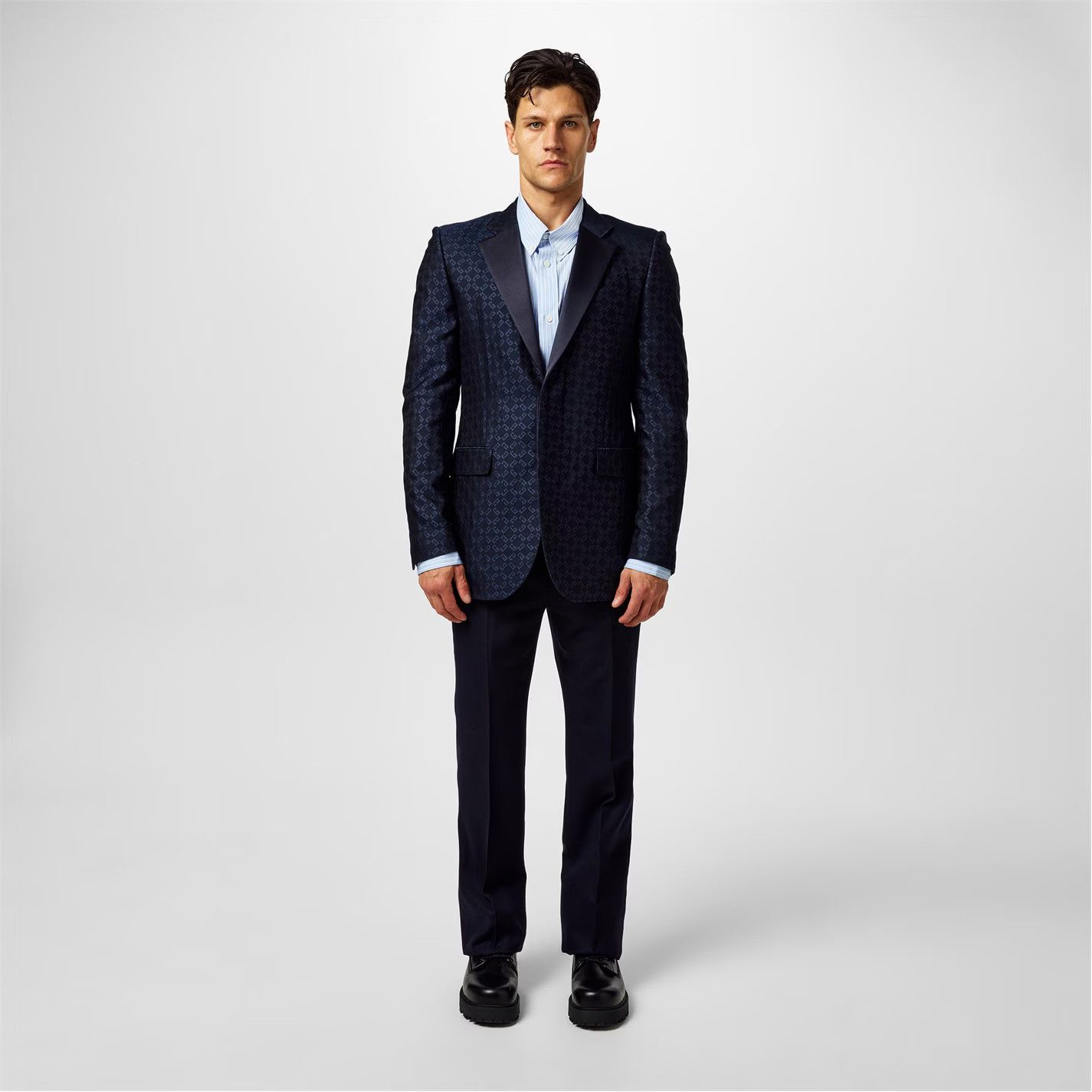 Givenchy o1g2r1mq0426 2G Notch Wool Long Sleeve Blazer in Night Blue Size US L / EU 52-54 / 3 - 5 Thumbnail