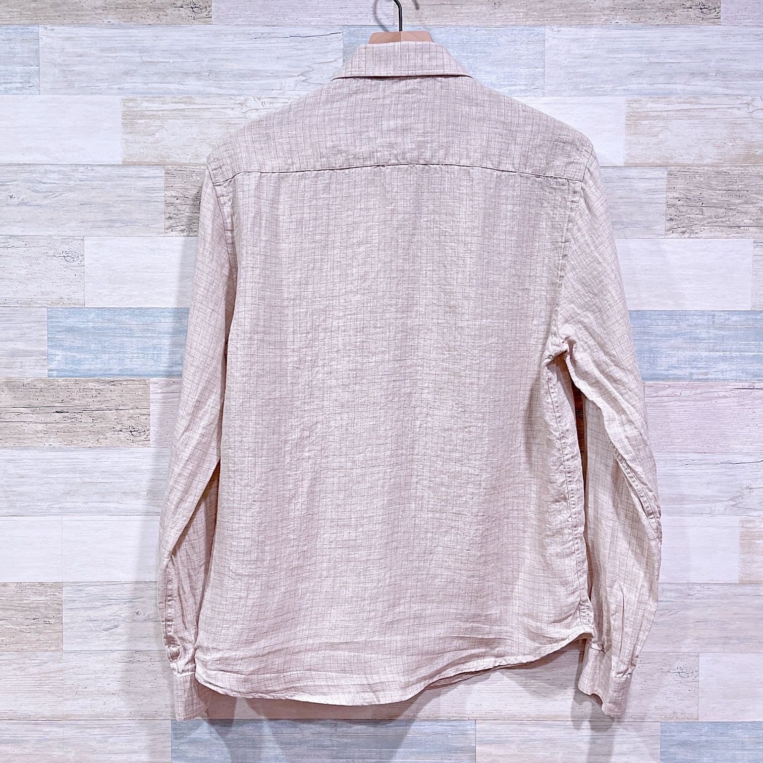 Other Stitch Note European Linen Shirt Beige Check Mens Medium Size US M / EU 48-50 / 2 - 3 Thumbnail