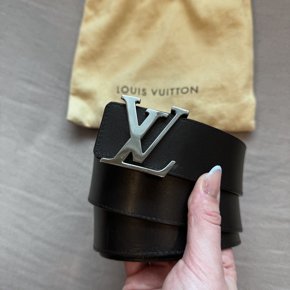 Louis Vuitton Calfskin Leather LV Initiales Reversible Belt