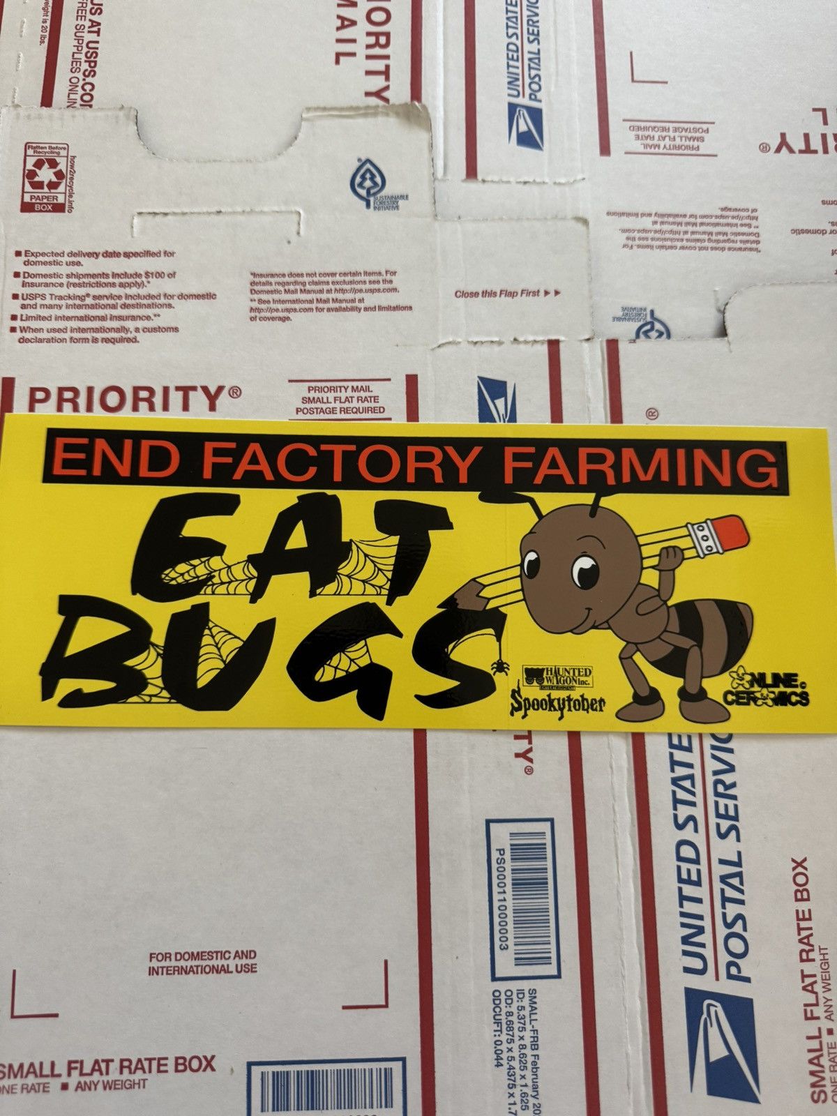 Online Ceramics Eat Bugs End Factory Farming Spooky 2021 Bumper Sticker Size ONE SIZE - 3 Thumbnail