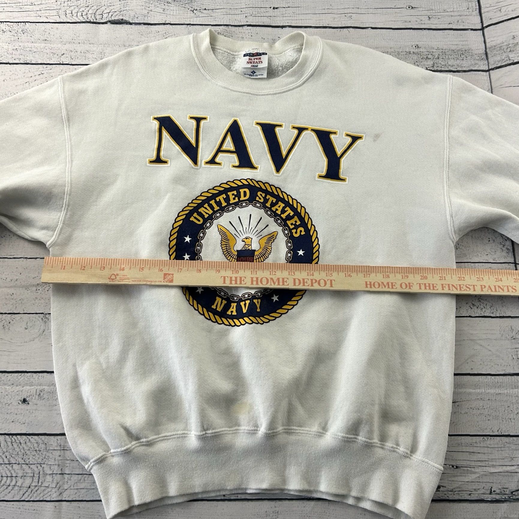 Jerzees VINTAGE U.S. NAVY Jerzees Super Sweats Pullover Crewneck Sweatshirt Men’s Large Shirt Mens L White Jerzees Navy 90s? Size US L / EU 52-54 / 3 - 6 Thumbnail